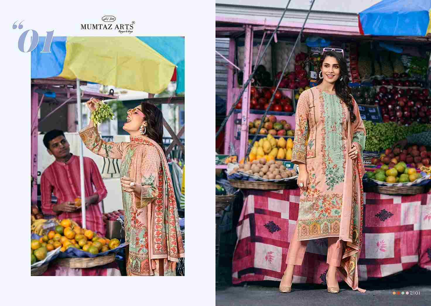 Fashion Bazaar By Mumtaz Arts 2101 To 2104 Series Designer Festive Suits Beautiful Fancy Colorful Stylish Party Wear & Occasional Wear Pure Jam Satin Dresses At Wholesale Price