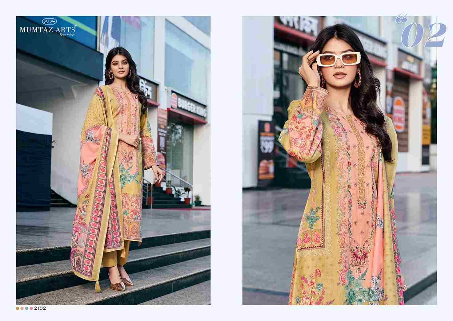 Fashion Bazaar By Mumtaz Arts 2101 To 2104 Series Designer Festive Suits Beautiful Fancy Colorful Stylish Party Wear & Occasional Wear Pure Jam Satin Dresses At Wholesale Price