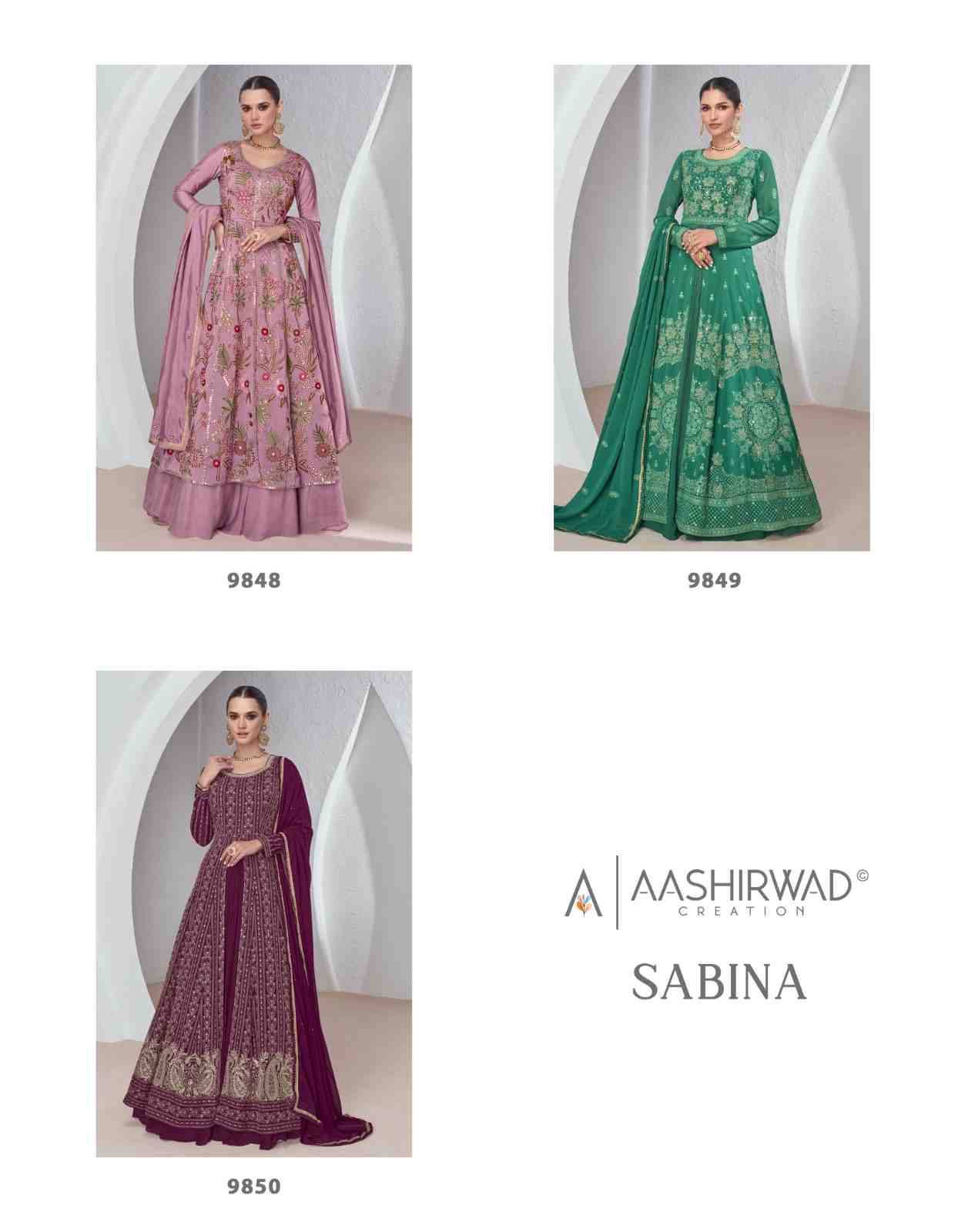 Sabina By Aashirwad Creation 9848 To 9850 Series Beautiful Festive Suits Colorful Stylish Fancy Casual Wear & Ethnic Wear Premium Silk Dresses At Wholesale Price