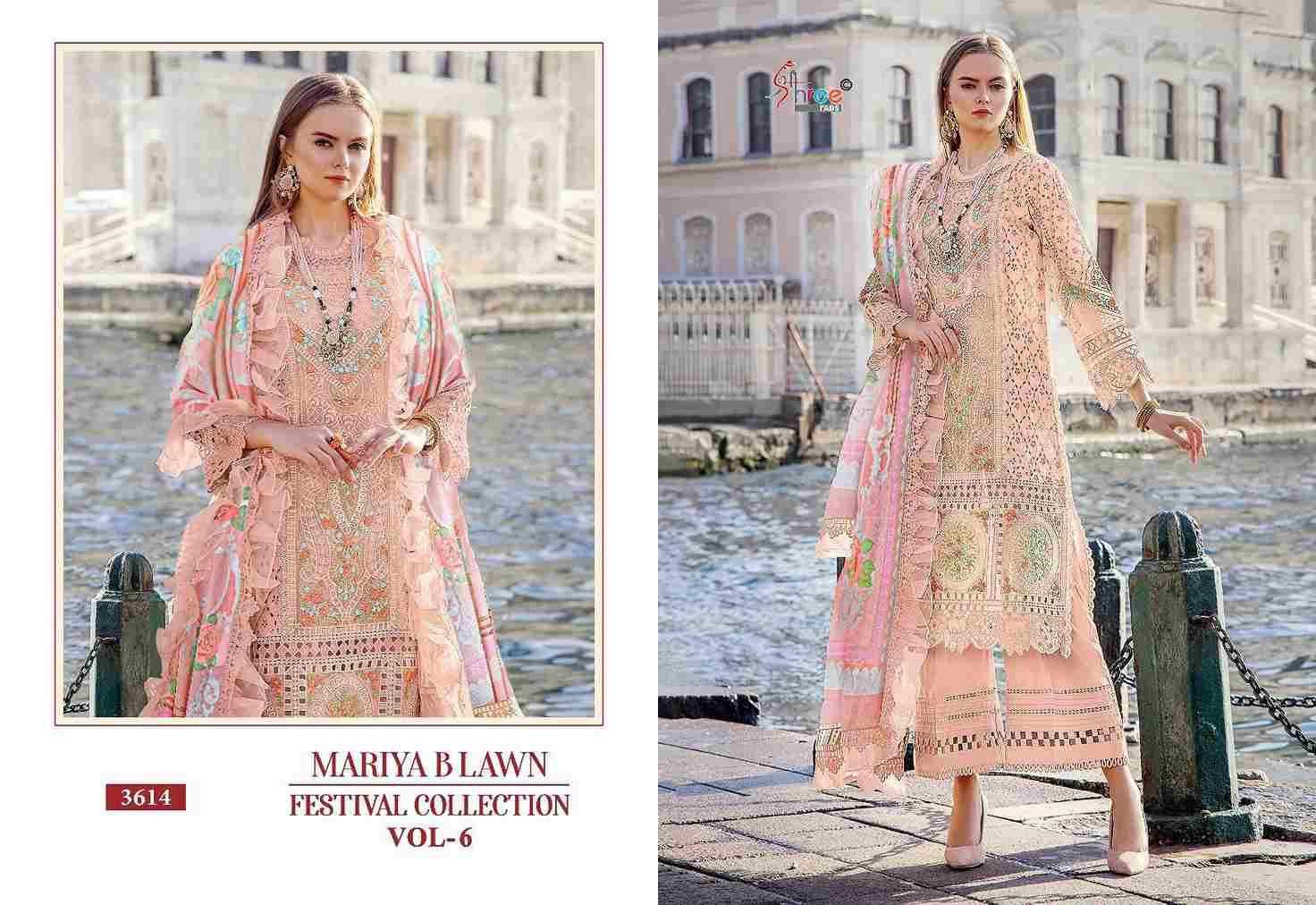 Mariya B Lawn Festival Collection Vol-6 By Shree Fabs 3611 To 3616 Series Designer Pakistani Suits Beautiful Stylish Fancy Colorful Party Wear & Occasional Wear Pure Lawn Cotton Print Embroidered Dresses At Wholesale Price