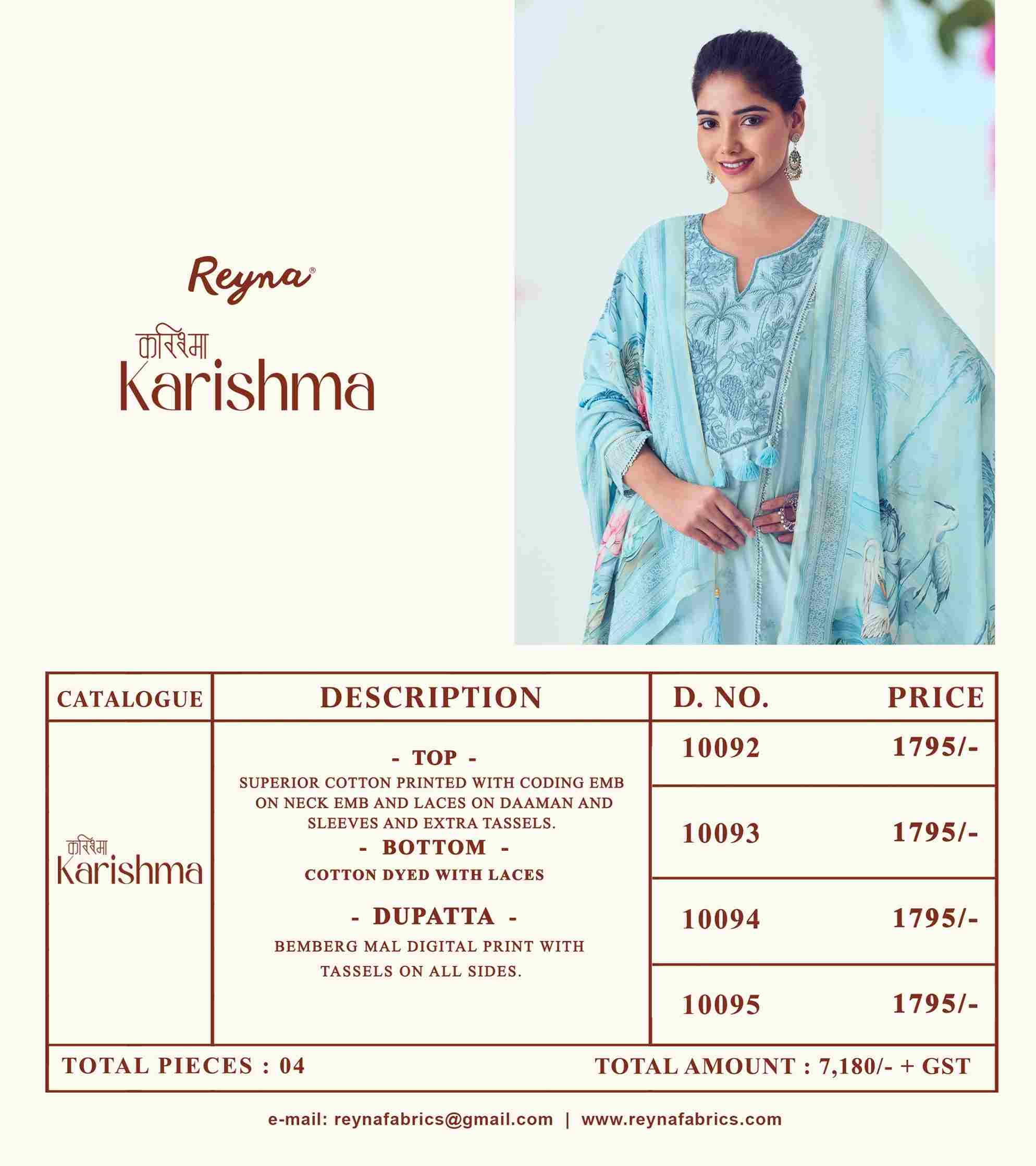 Karishma By Reyna 10092 To 10095 Series Designer Stylish Fancy Colorful Beautiful Party Wear & Ethnic Wear Collection Cotton Print Tops At Wholesale Price