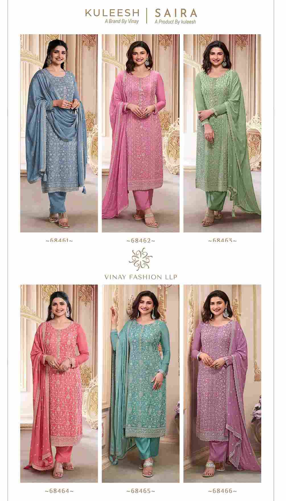 Saira By Vinay Fashion 68461 To 68466 Series Designer Festive Sharara Suits Collection Beautiful Stylish Fancy Colorful Party Wear & Occasional Wear Chinnon Dresses At Wholesale Price