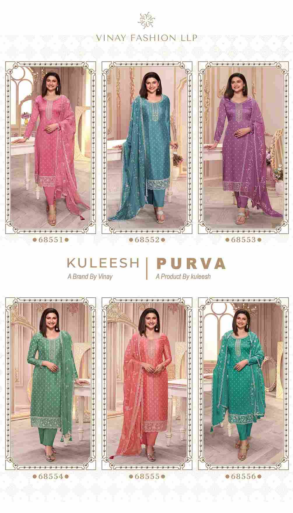 Purva By Vinay Fashion 68551 To 68556 Series Designer Festive Festive Suits Collection Beautiful Stylish Fancy Colorful Party Wear & Occasional Wear Silk Georgette Dresses At Wholesale Price