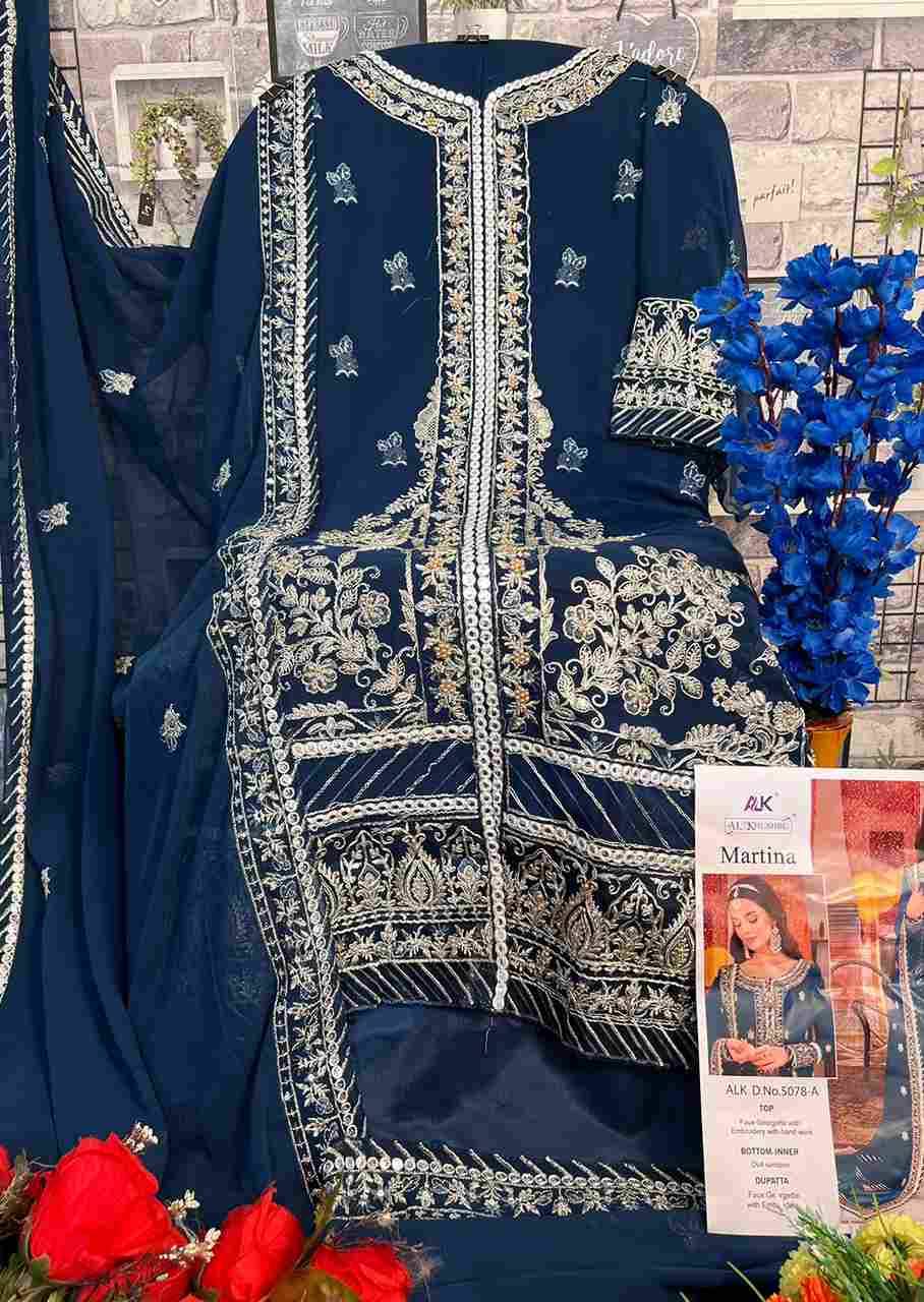 Martina By Al Khushbu 5078-A To 5078-C Series Designer Pakistani Suits Beautiful Stylish Fancy Colorful Party Wear & Occasional Wear Faux Georgette Embroidered Dresses At Wholesale Price