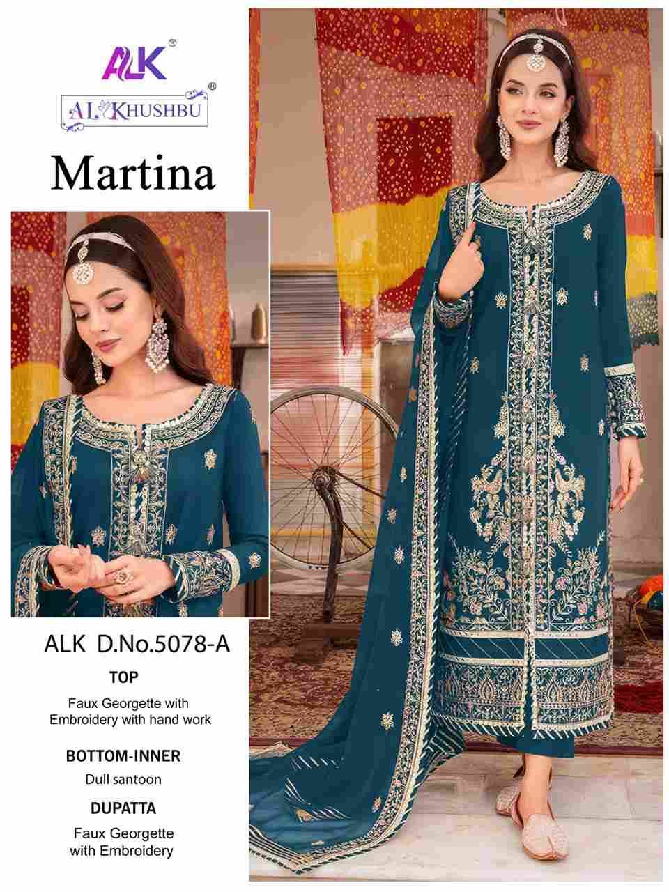 Martina By Al Khushbu 5078-A To 5078-C Series Designer Pakistani Suits Beautiful Stylish Fancy Colorful Party Wear & Occasional Wear Faux Georgette Embroidered Dresses At Wholesale Price