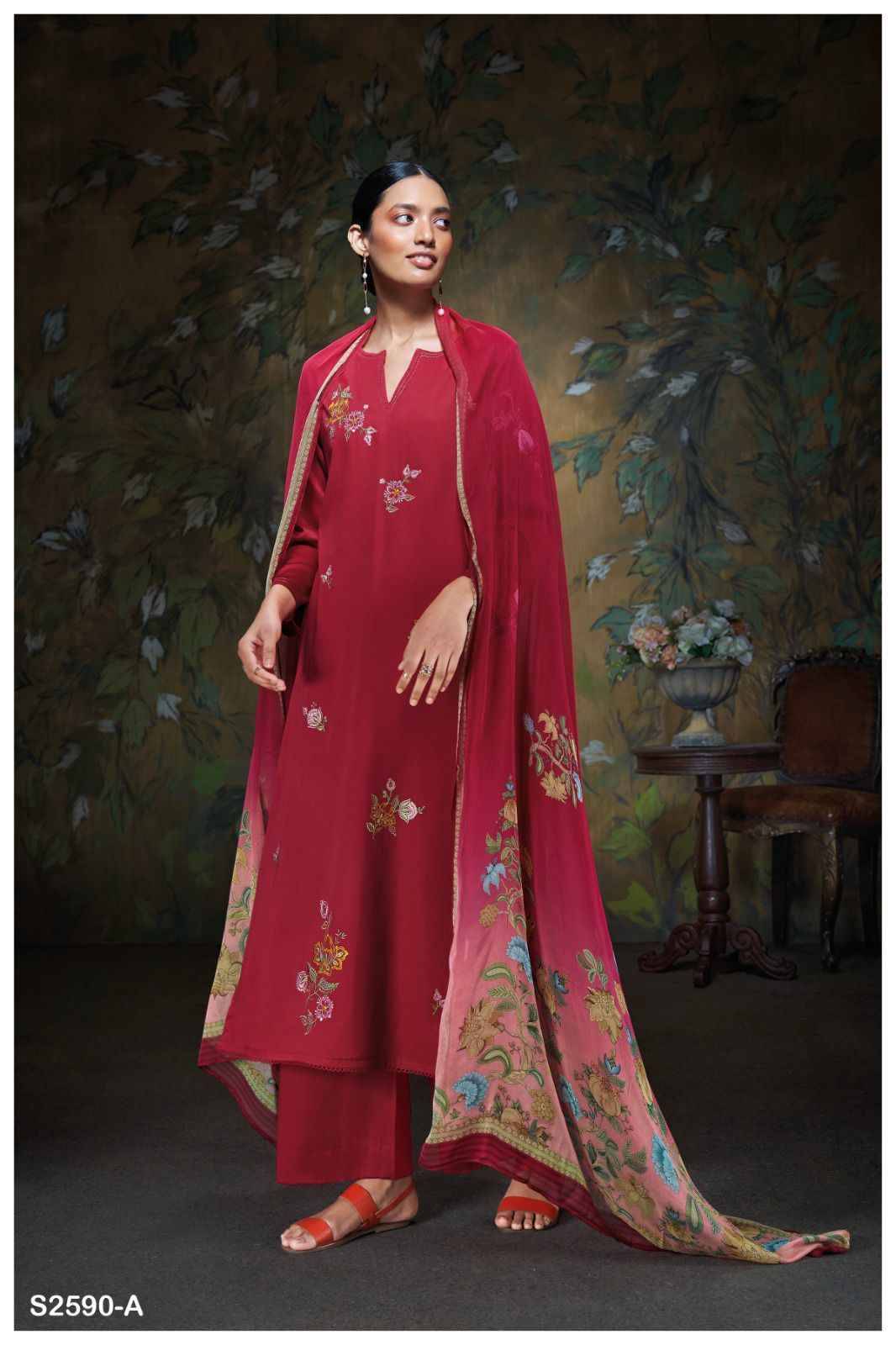 Hiya-2590 By Ganga Fashion 2590-A To 2590-D Series Designer Festive Suits Beautiful Fancy Colorful Stylish Party Wear & Occasional Wear Cotton Silk Dresses At Wholesale Price