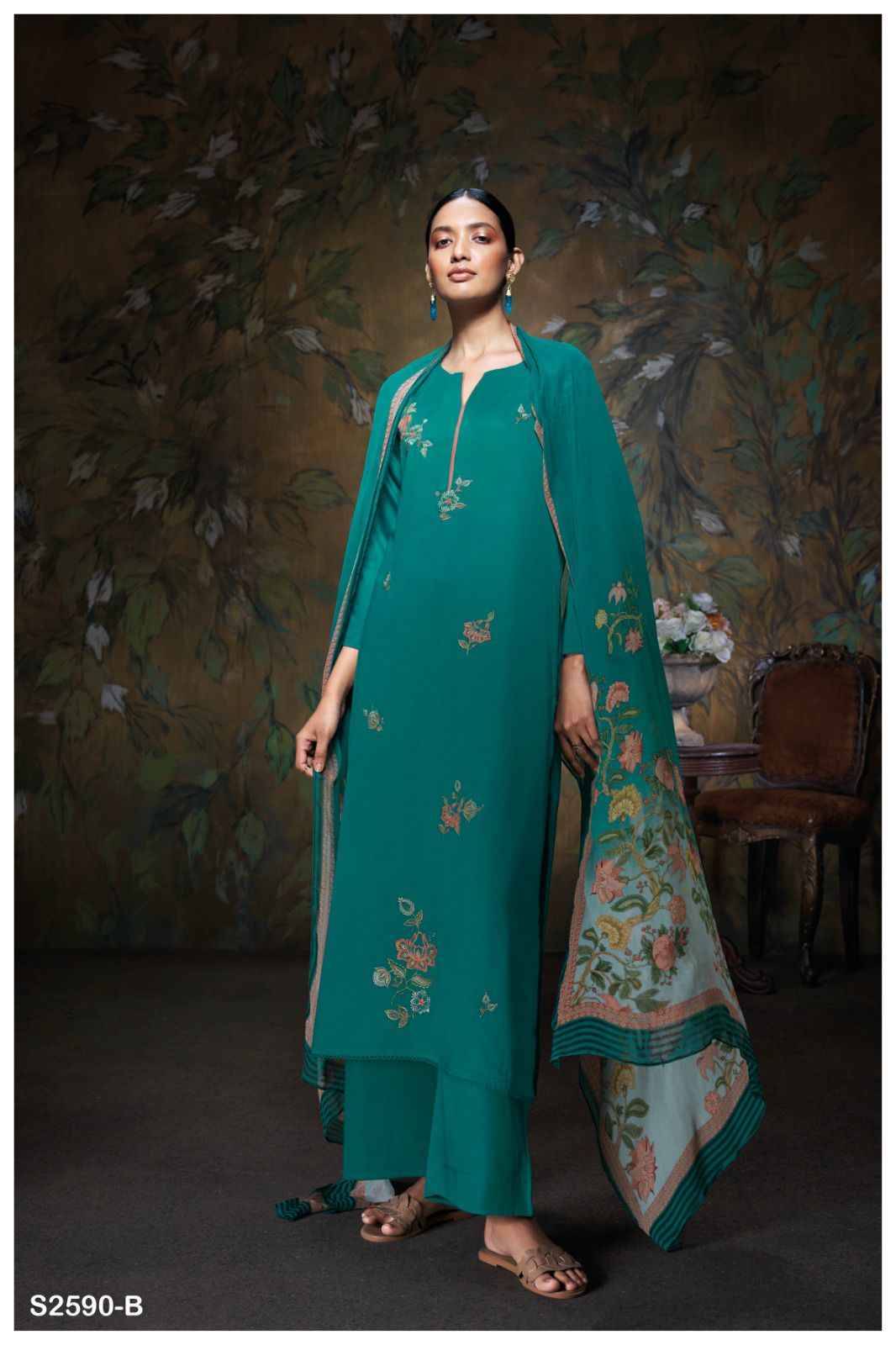 Hiya-2590 By Ganga Fashion 2590-A To 2590-D Series Designer Festive Suits Beautiful Fancy Colorful Stylish Party Wear & Occasional Wear Cotton Silk Dresses At Wholesale Price