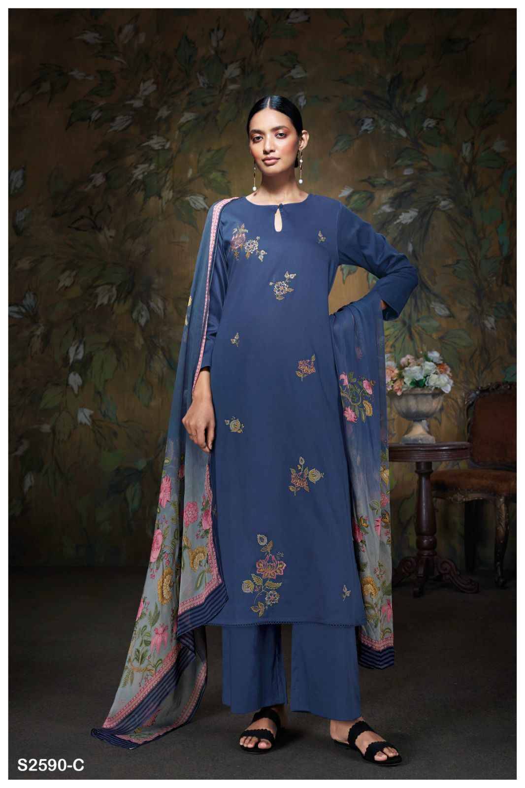 Hiya-2590 By Ganga Fashion 2590-A To 2590-D Series Designer Festive Suits Beautiful Fancy Colorful Stylish Party Wear & Occasional Wear Cotton Silk Dresses At Wholesale Price