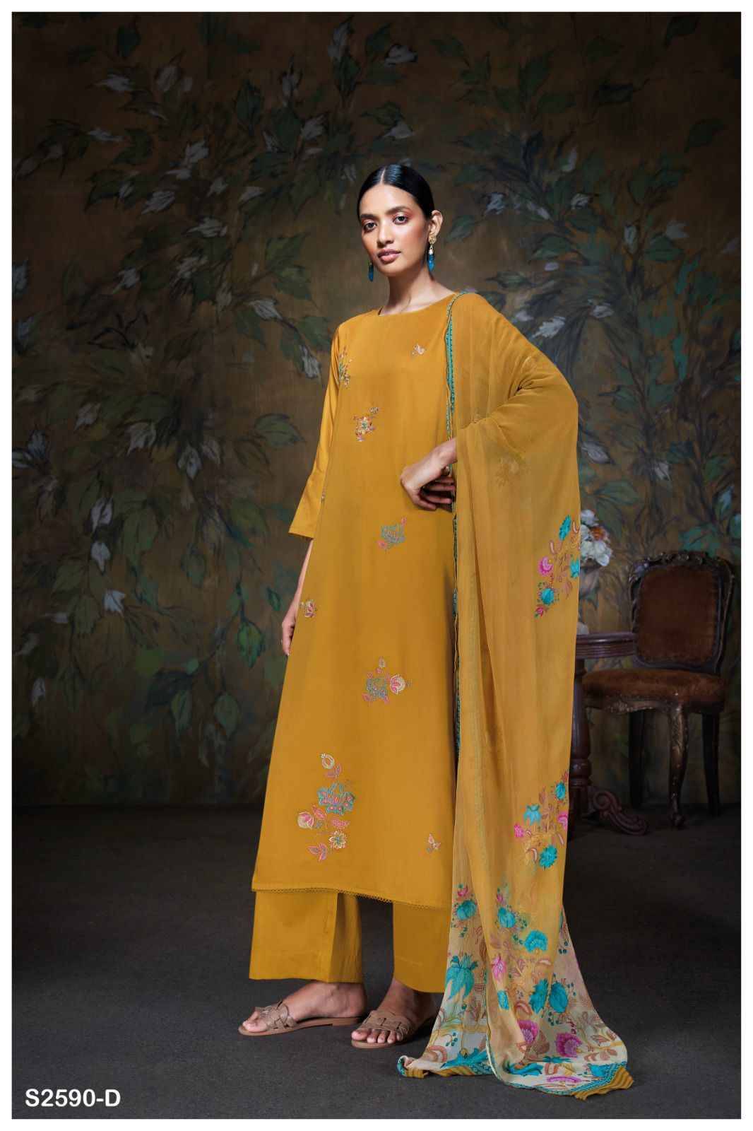Hiya-2590 By Ganga Fashion 2590-A To 2590-D Series Designer Festive Suits Beautiful Fancy Colorful Stylish Party Wear & Occasional Wear Cotton Silk Dresses At Wholesale Price