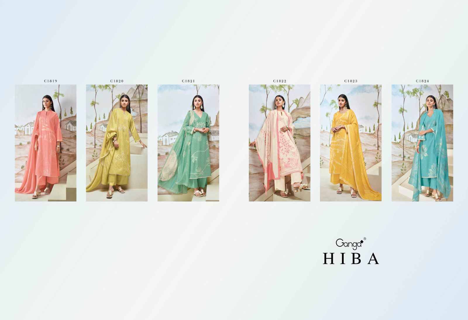 Hiba By Ganga Fashion 1819 To 1824 Series Designer Festive Suits Beautiful Fancy Colorful Stylish Party Wear & Occasional Wear Cotton Silk Dresses At Wholesale Price