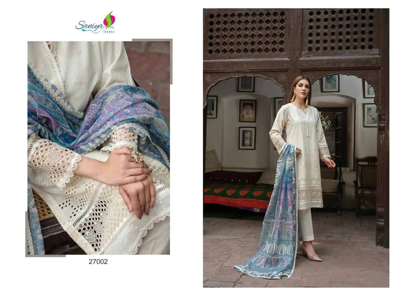 Maria.B. Chikankari Collection Vol-27 By Saniya Trendz 27001 To 27003 Series Beautiful Pakistani Suits Colorful Stylish Fancy Casual Wear & Ethnic Wear Cotton Embroidered Dresses At Wholesale Price