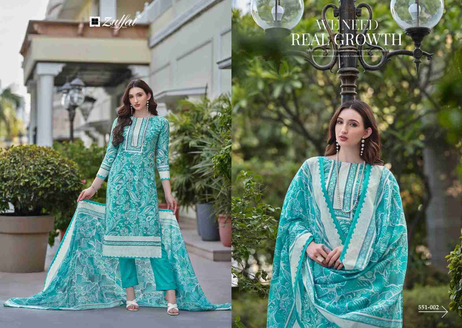 Farhana Vol-7 By Zulfat 551-001 To 551-008 Series Beautiful Festive Suits Stylish Fancy Colorful Casual Wear & Ethnic Wear Pure Cotton Print Dresses At Wholesale Price