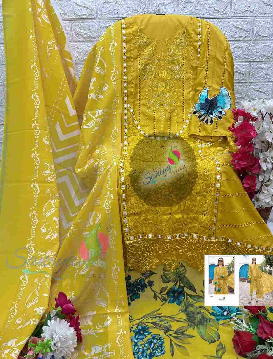 Saniya Trendz Hit Design 7085 Colours By Saniya Trendz 7085-A To 7085-E Series Beautiful Pakistani Suits Colorful Stylish Fancy Casual Wear & Ethnic Wear Cotton Embroidered Dresses At Wholesale Price