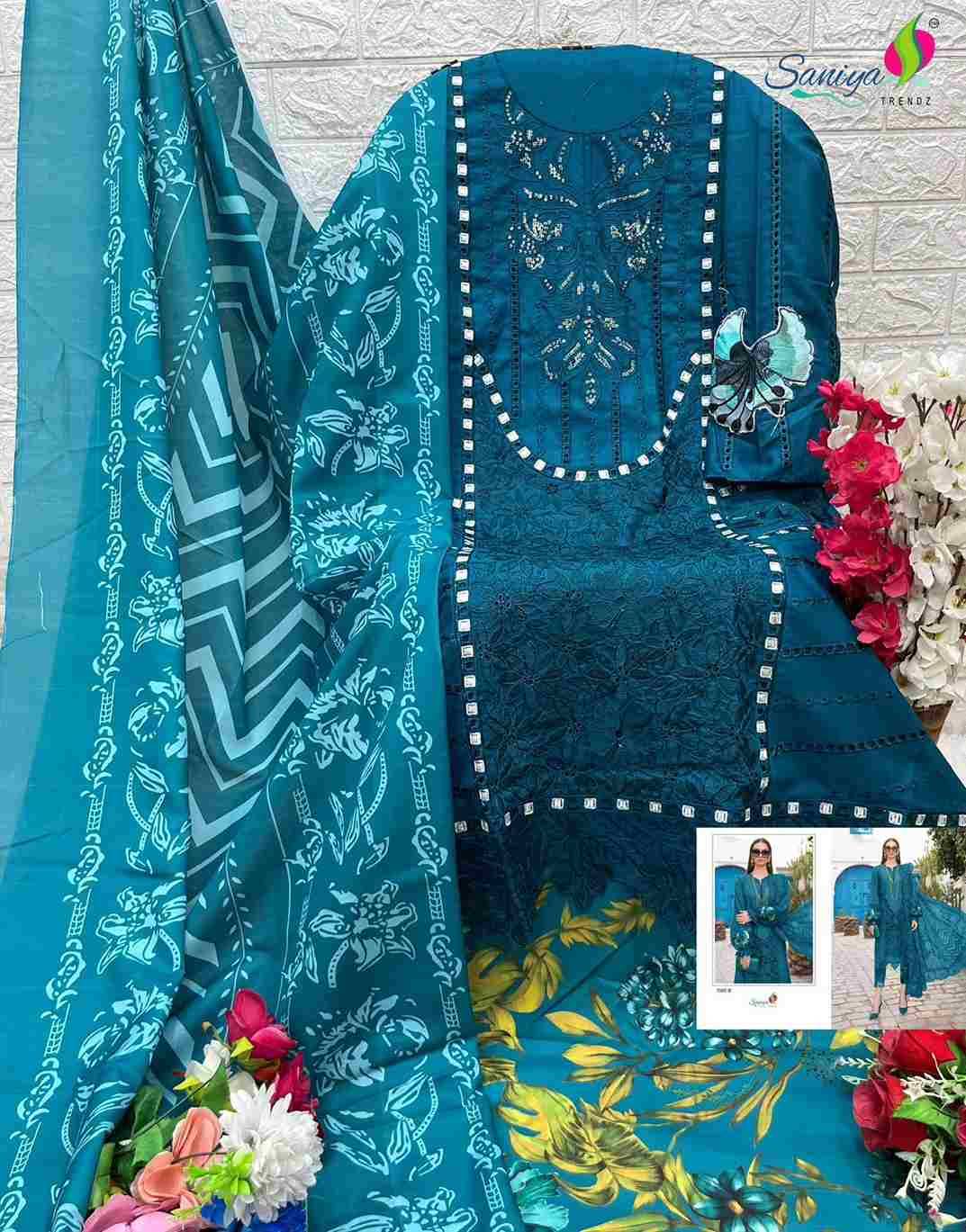 Saniya Trendz Hit Design 7085 Colours By Saniya Trendz 7085-A To 7085-E Series Beautiful Pakistani Suits Colorful Stylish Fancy Casual Wear & Ethnic Wear Cotton Embroidered Dresses At Wholesale Price