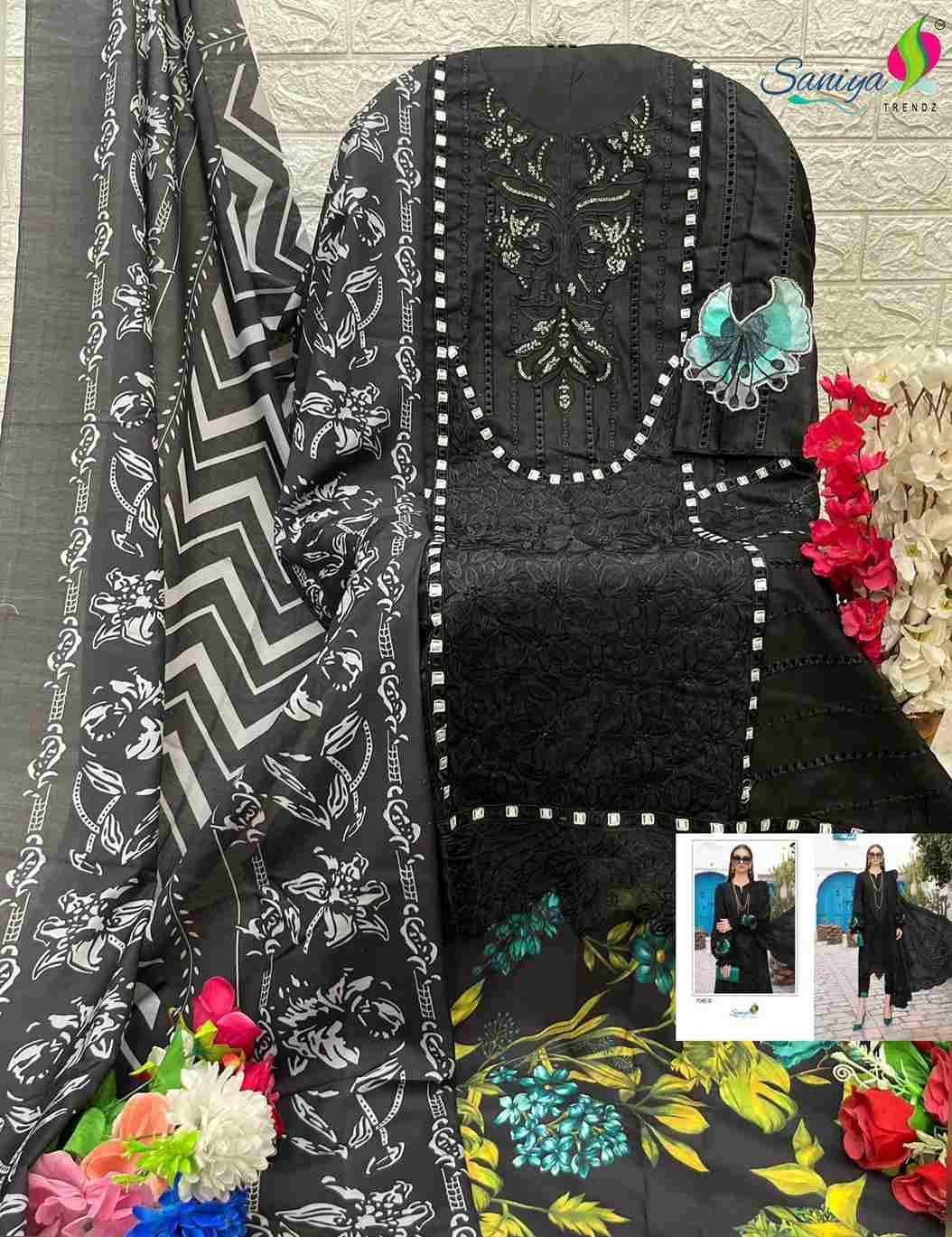 Saniya Trendz Hit Design 7085 Colours By Saniya Trendz 7085-A To 7085-E Series Beautiful Pakistani Suits Colorful Stylish Fancy Casual Wear & Ethnic Wear Cotton Embroidered Dresses At Wholesale Price