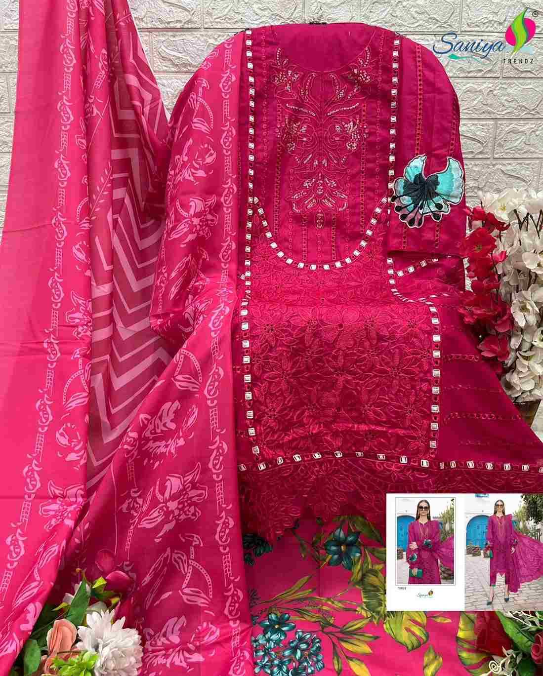 Saniya Trendz Hit Design 7085 Colours By Saniya Trendz 7085-A To 7085-E Series Beautiful Pakistani Suits Colorful Stylish Fancy Casual Wear & Ethnic Wear Cotton Embroidered Dresses At Wholesale Price