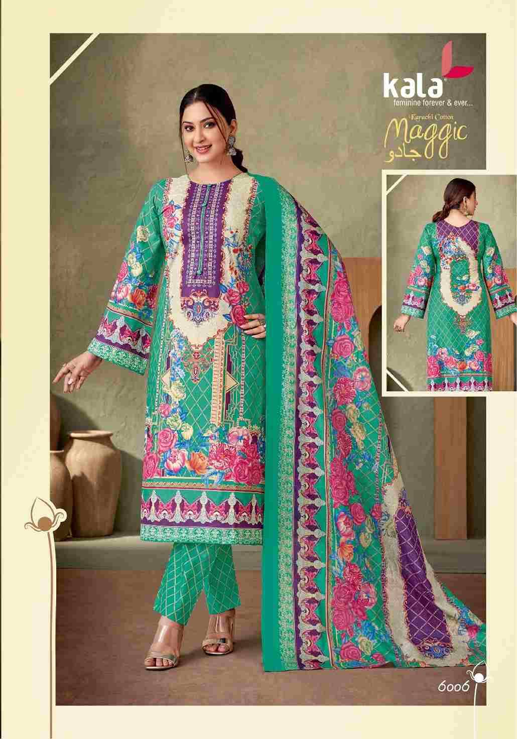 Maggic Vol-21 By Kala 6001 To 6012 Series Beautiful Festive Suits Colorful Stylish Fancy Casual Wear & Ethnic Wear Pure Cotton Print Dresses At Wholesale Price