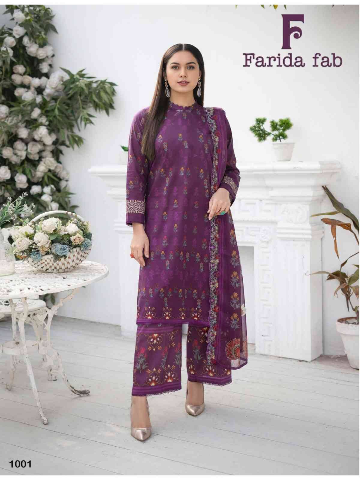 Spring Summer By Farida Fab 1001 To 1010 Series Beautiful Festive Suits Colorful Stylish Fancy Casual Wear & Ethnic Wear Pure Cotton Print Dresses At Wholesale Price