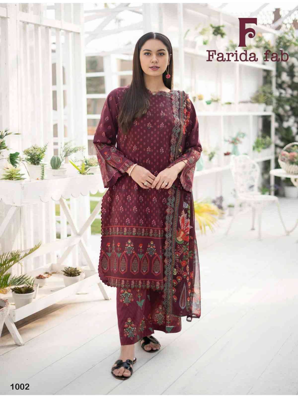 Spring Summer By Farida Fab 1001 To 1010 Series Beautiful Festive Suits Colorful Stylish Fancy Casual Wear & Ethnic Wear Pure Cotton Print Dresses At Wholesale Price