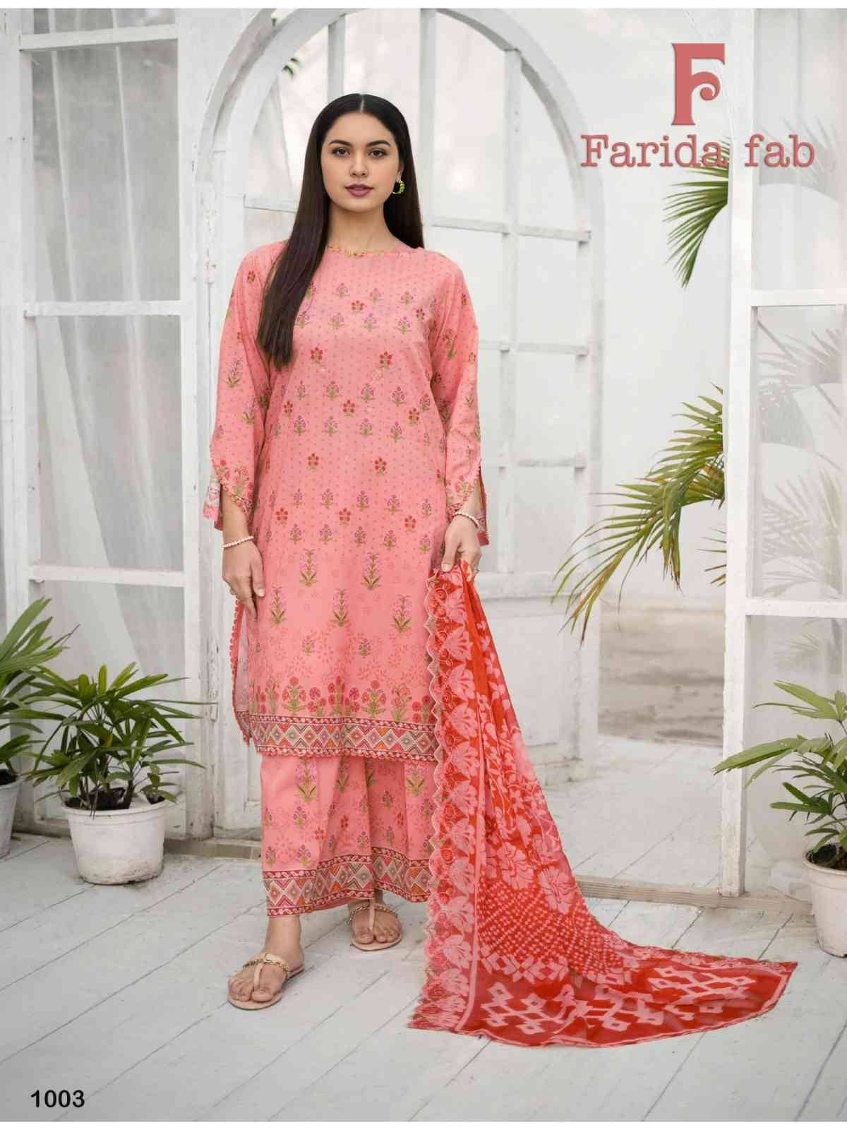 Spring Summer By Farida Fab 1001 To 1010 Series Beautiful Festive Suits Colorful Stylish Fancy Casual Wear & Ethnic Wear Pure Cotton Print Dresses At Wholesale Price