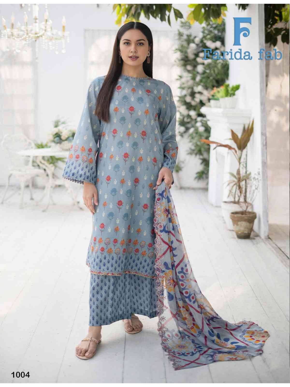 Spring Summer By Farida Fab 1001 To 1010 Series Beautiful Festive Suits Colorful Stylish Fancy Casual Wear & Ethnic Wear Pure Cotton Print Dresses At Wholesale Price