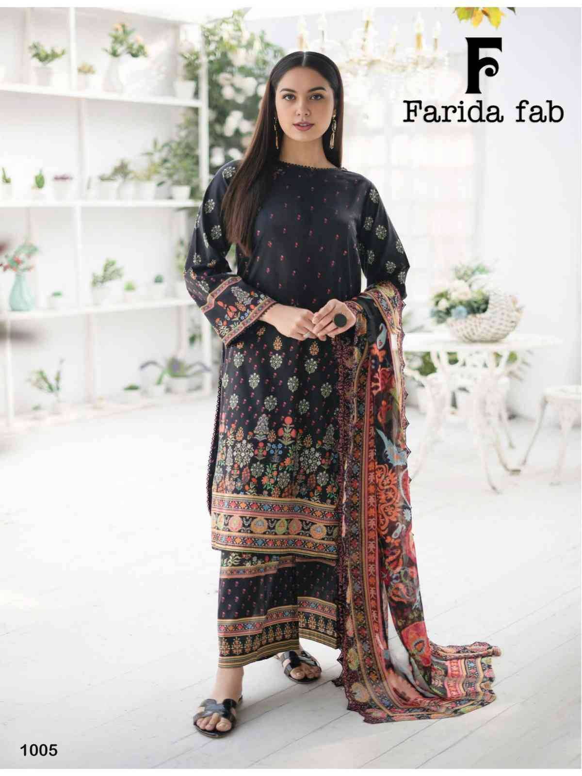 Spring Summer By Farida Fab 1001 To 1010 Series Beautiful Festive Suits Colorful Stylish Fancy Casual Wear & Ethnic Wear Pure Cotton Print Dresses At Wholesale Price