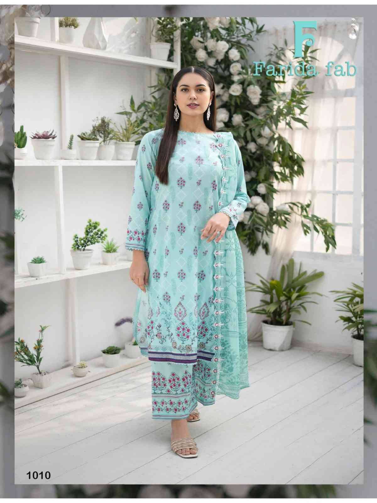 Spring Summer By Farida Fab 1001 To 1010 Series Beautiful Festive Suits Colorful Stylish Fancy Casual Wear & Ethnic Wear Pure Cotton Print Dresses At Wholesale Price