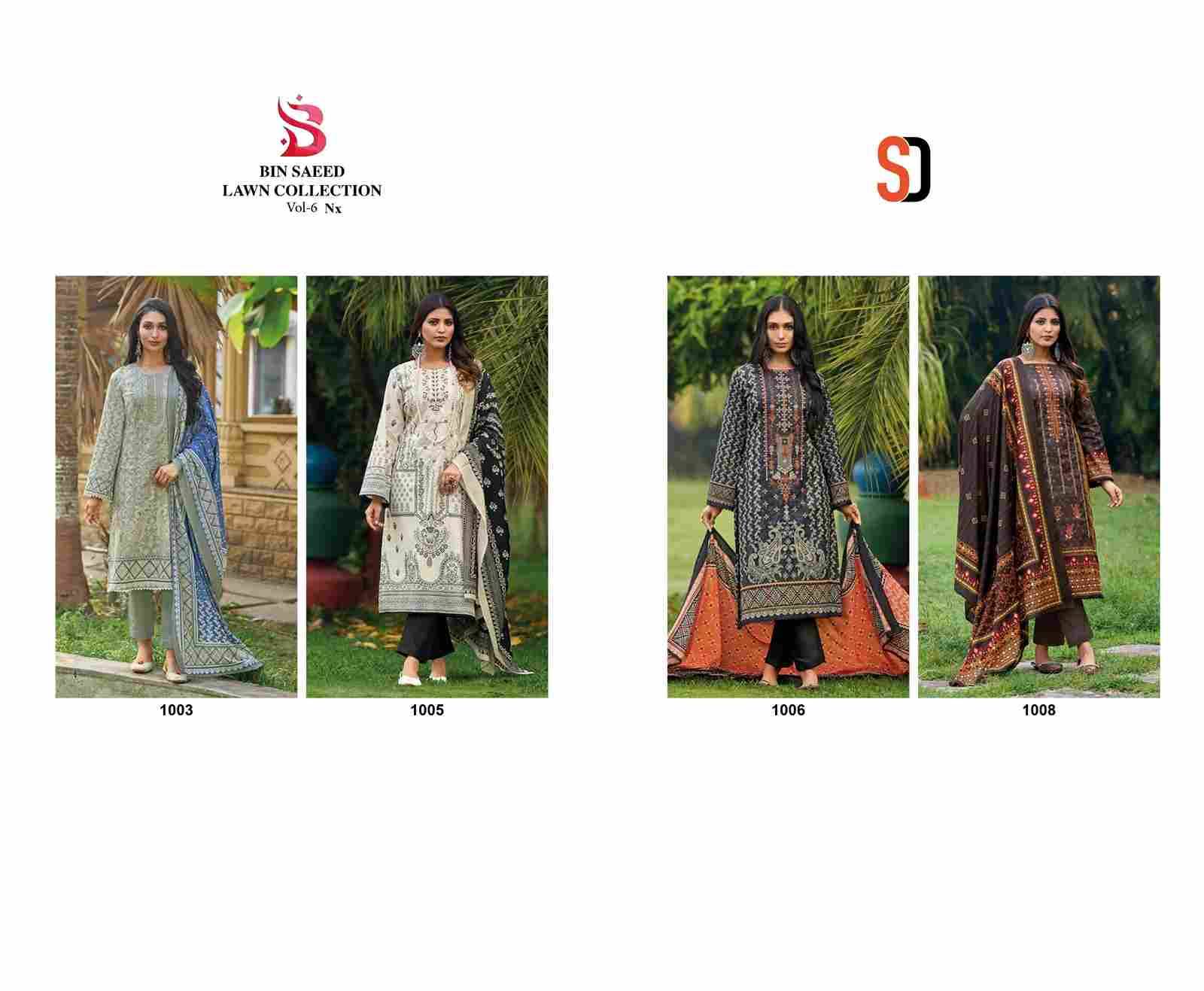 Bin Saeed Lawn Collection Vol-6 Nx By Shraddha Designer Designer Pakistani Suits Beautiful Fancy Stylish Colorful Party Wear & Occasional Wear Pure Cotton Print With Embroidery Dresses At Wholesale Price