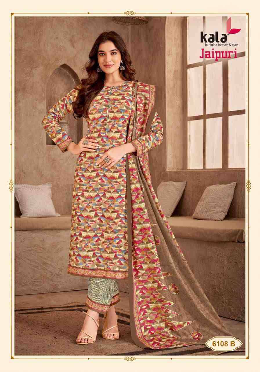 Jaipuri Vol-5 By Kala 6101-B To 6112-B Series Beautiful Suits Colorful Stylish Fancy Casual Wear & Ethnic Wear Premium Cotton Print Dresses At Wholesale Price