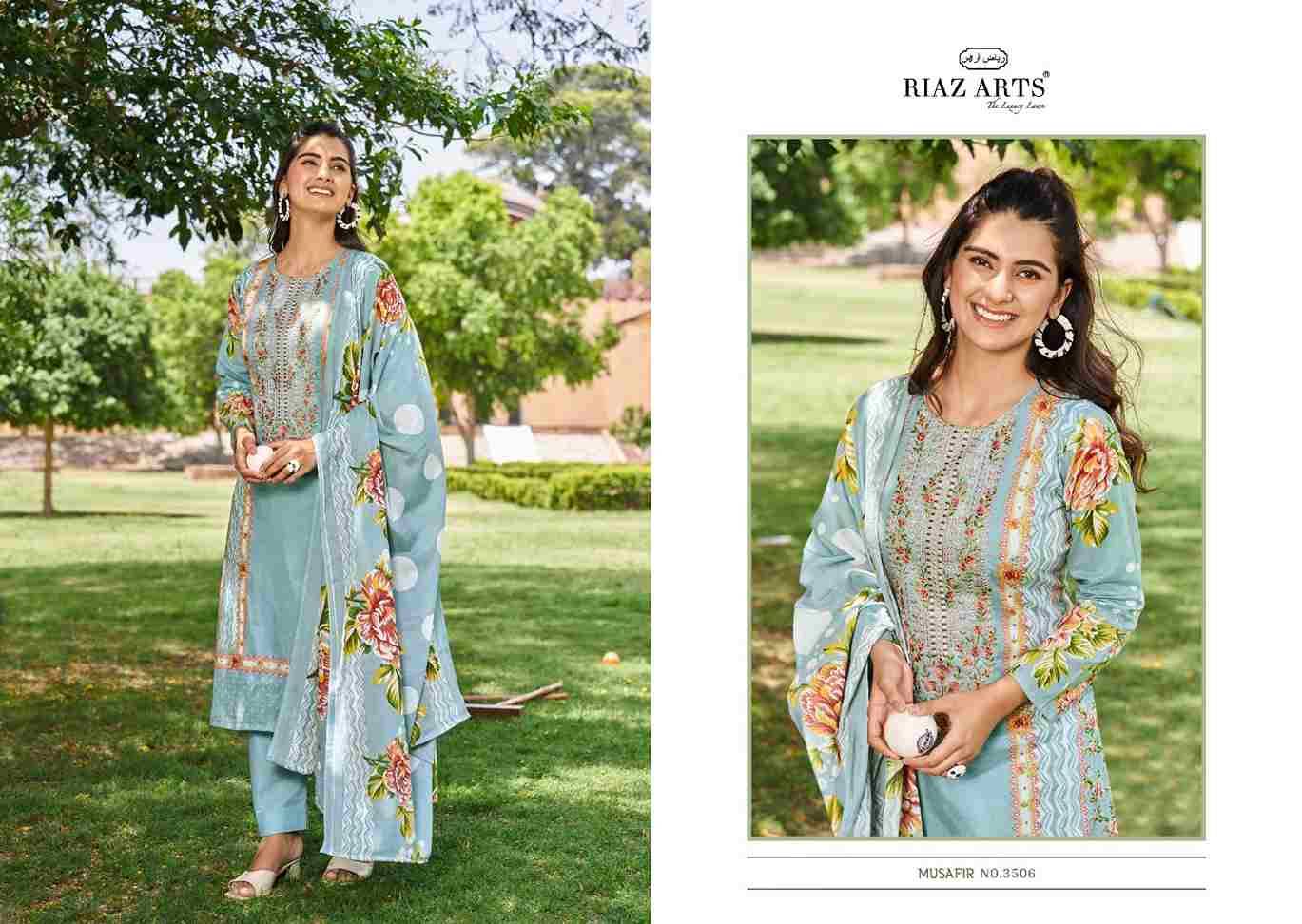 Musafir Vol-8 By Riaz Arts 3501 To 3506 Series Wholesale Designer Pakistani Suits Collection Beautiful Stylish Fancy Colorful Party Wear & Occasional Wear Pure Lawn With Embroidered Dresses At Wholesale Price