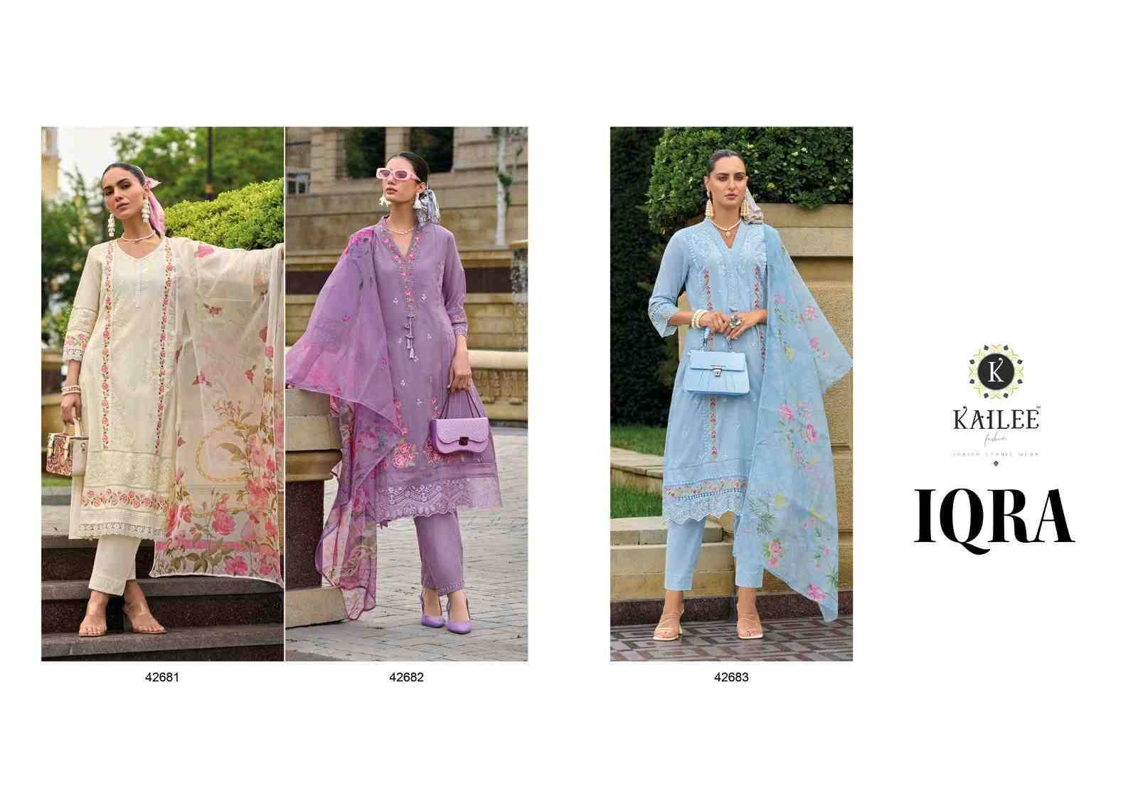 Iqra By Kailee 42681 To 42683 Series Beautiful Suits Colorful Stylish Fancy Casual Wear & Ethnic Wear Pure Cotton Print Dresses At Wholesale Price