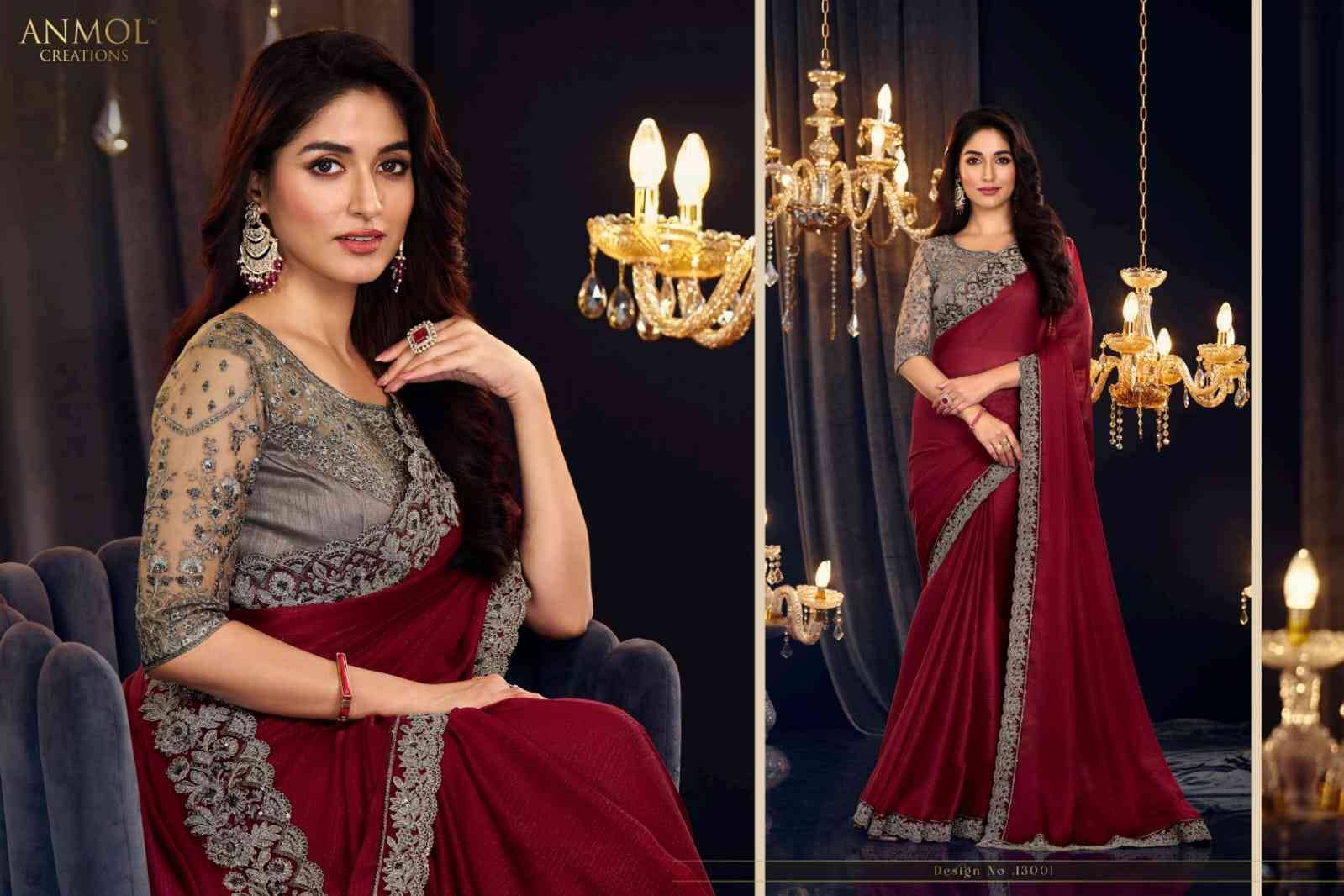 Elegance Vol-18 By Anmol Creation 13001 To 13014 Series Indian Traditional Wear Collection Beautiful Stylish Fancy Colorful Party Wear & Occasional Wear Georgette Sarees At Wholesale Price