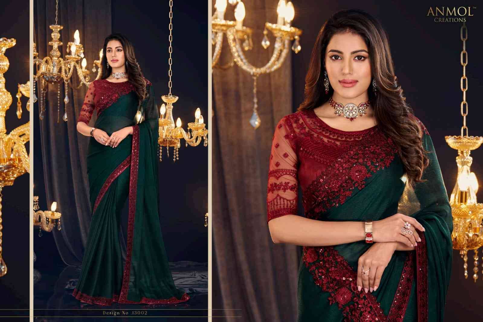 Elegance Vol-18 By Anmol Creation 13001 To 13014 Series Indian Traditional Wear Collection Beautiful Stylish Fancy Colorful Party Wear & Occasional Wear Georgette Sarees At Wholesale Price