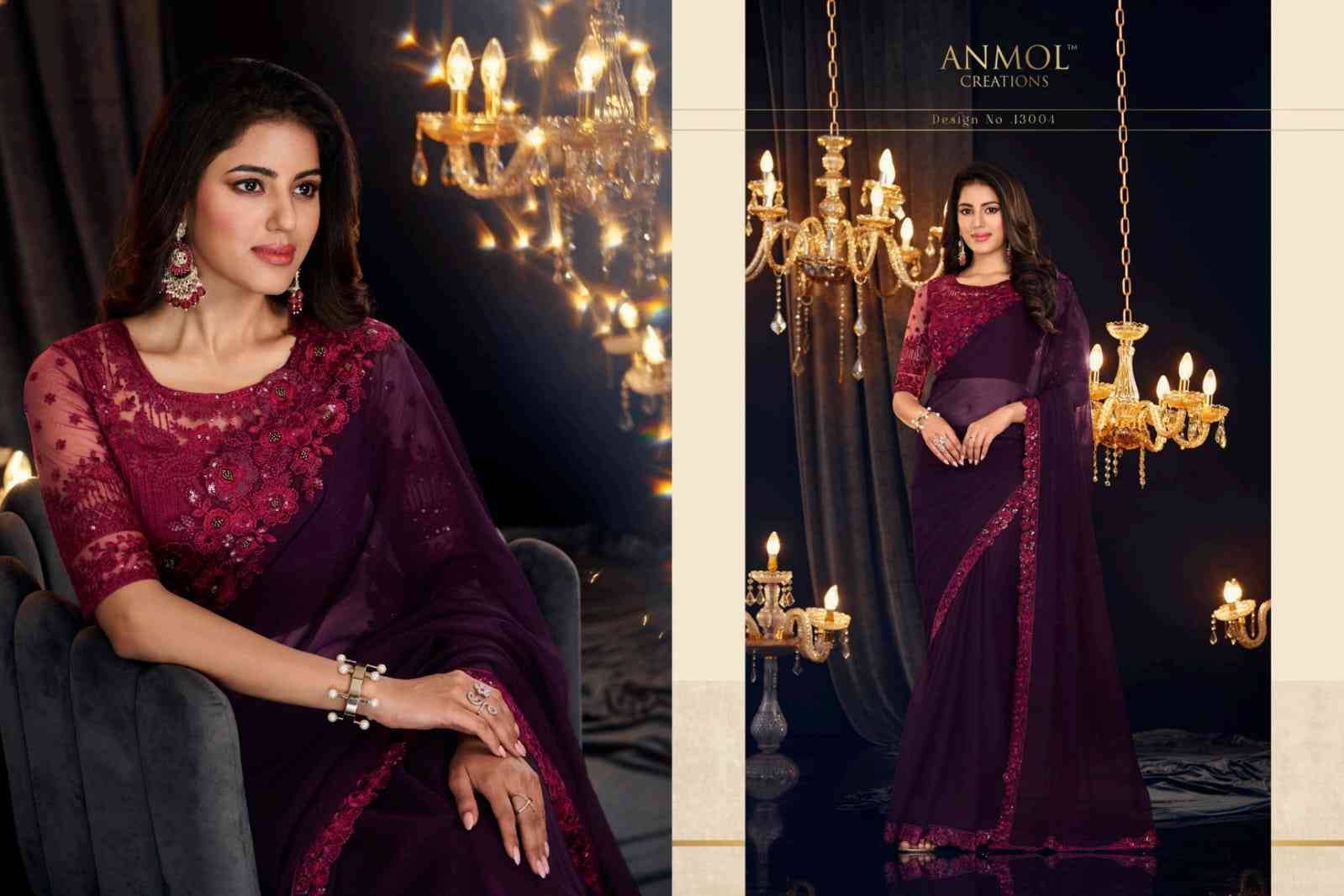 Elegance Vol-18 By Anmol Creation 13001 To 13014 Series Indian Traditional Wear Collection Beautiful Stylish Fancy Colorful Party Wear & Occasional Wear Georgette Sarees At Wholesale Price