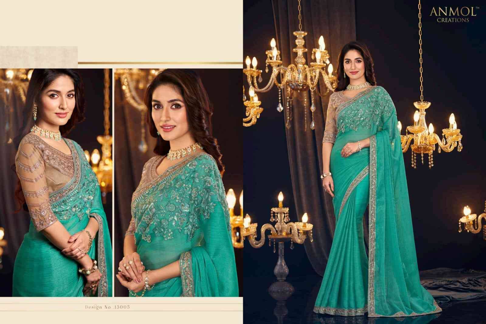 Elegance Vol-18 By Anmol Creation 13001 To 13014 Series Indian Traditional Wear Collection Beautiful Stylish Fancy Colorful Party Wear & Occasional Wear Georgette Sarees At Wholesale Price