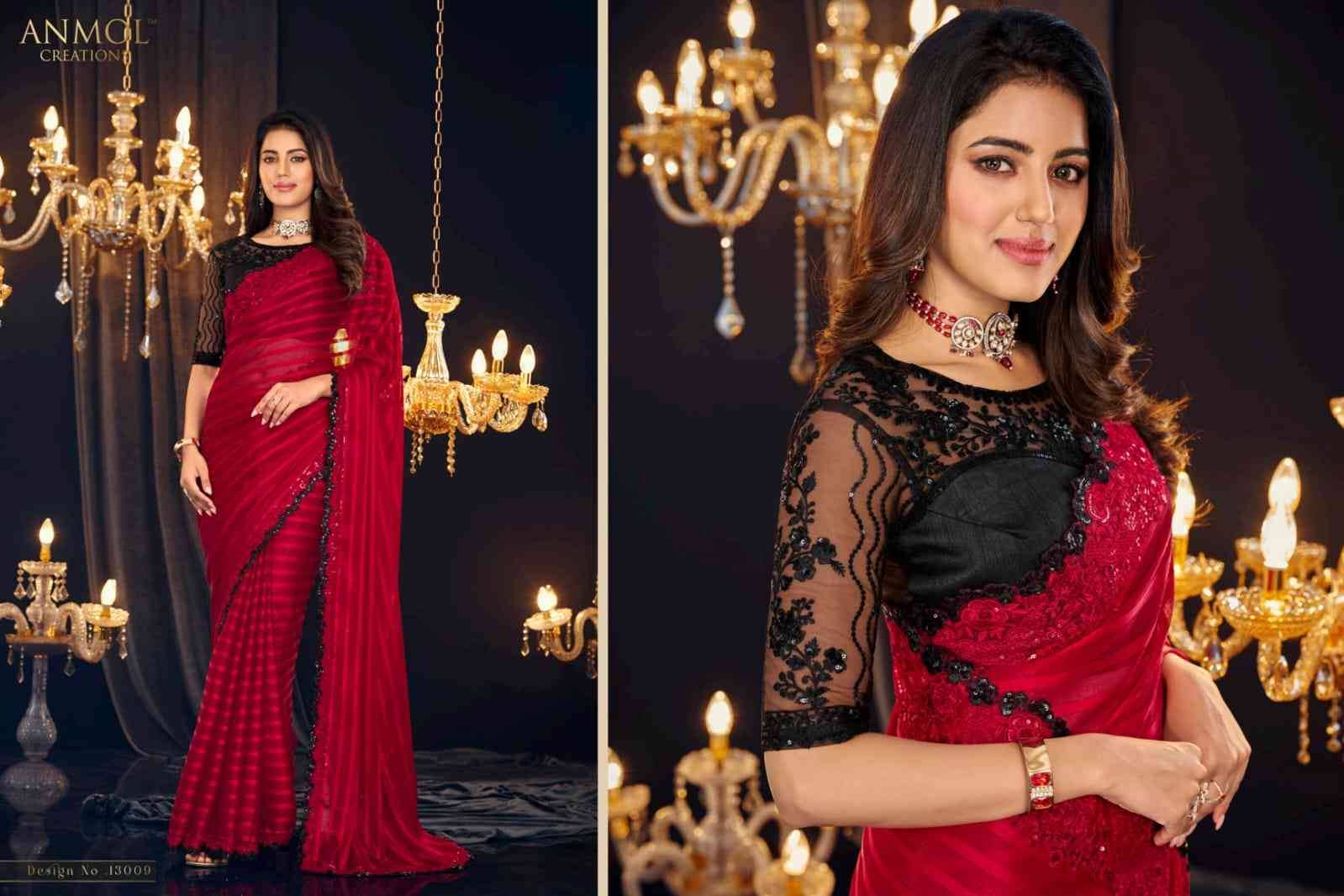 Elegance Vol-18 By Anmol Creation 13001 To 13014 Series Indian Traditional Wear Collection Beautiful Stylish Fancy Colorful Party Wear & Occasional Wear Georgette Sarees At Wholesale Price