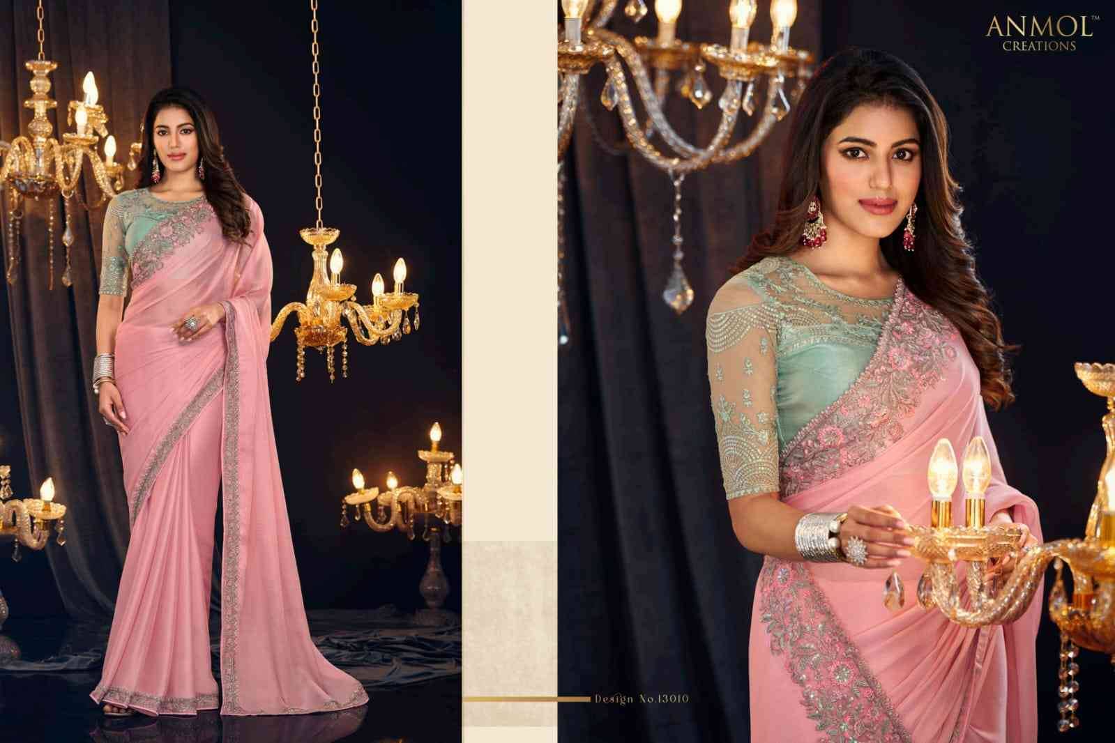 Elegance Vol-18 By Anmol Creation 13001 To 13014 Series Indian Traditional Wear Collection Beautiful Stylish Fancy Colorful Party Wear & Occasional Wear Georgette Sarees At Wholesale Price