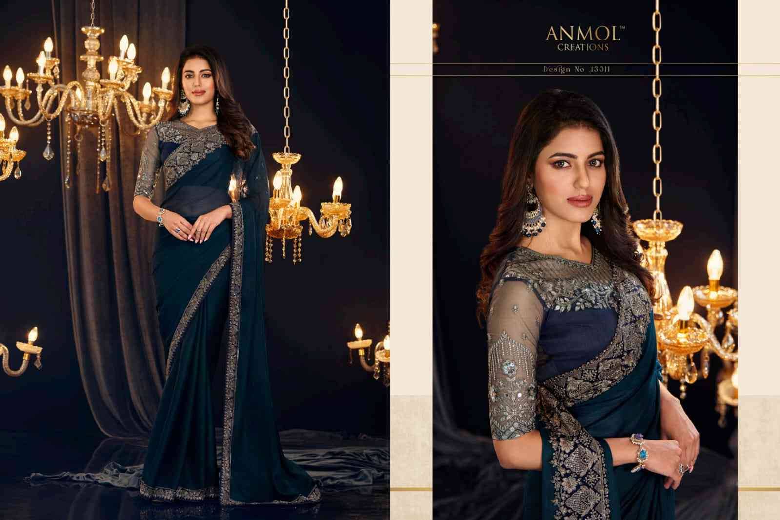 Elegance Vol-18 By Anmol Creation 13001 To 13014 Series Indian Traditional Wear Collection Beautiful Stylish Fancy Colorful Party Wear & Occasional Wear Georgette Sarees At Wholesale Price