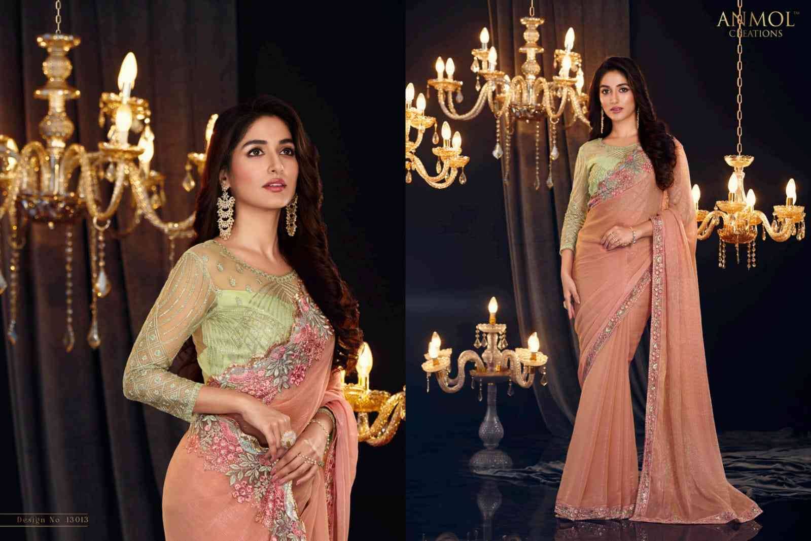 Elegance Vol-18 By Anmol Creation 13001 To 13014 Series Indian Traditional Wear Collection Beautiful Stylish Fancy Colorful Party Wear & Occasional Wear Georgette Sarees At Wholesale Price