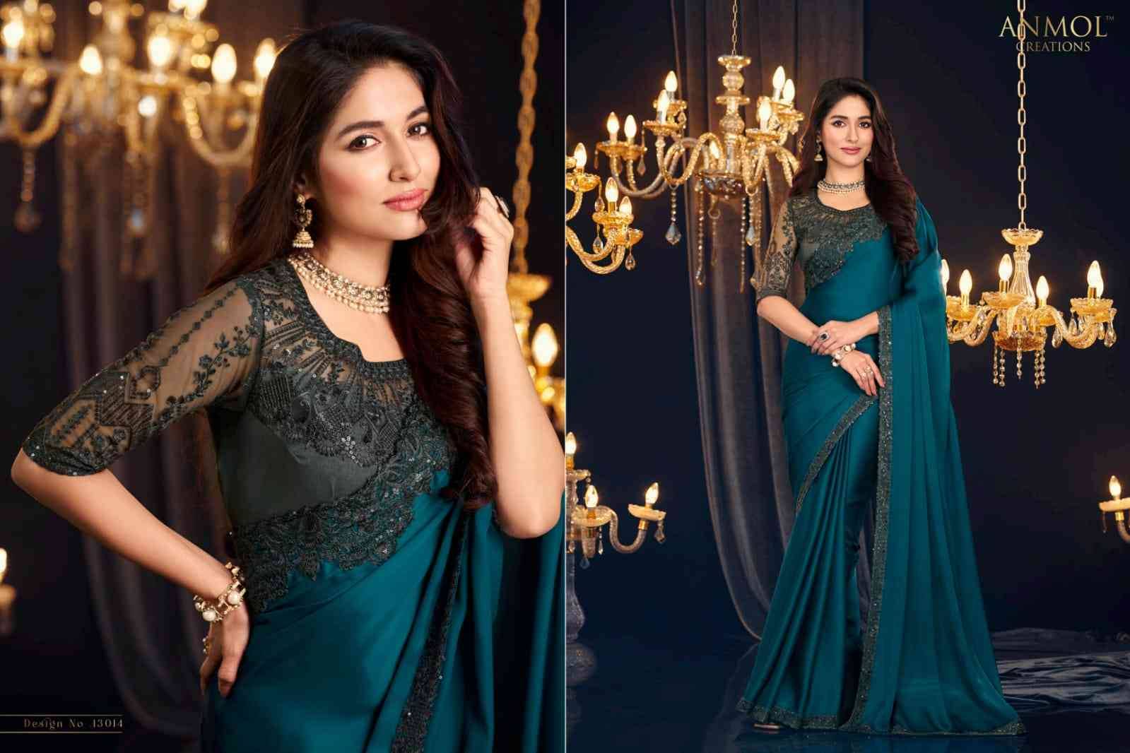 Elegance Vol-18 By Anmol Creation 13001 To 13014 Series Indian Traditional Wear Collection Beautiful Stylish Fancy Colorful Party Wear & Occasional Wear Georgette Sarees At Wholesale Price