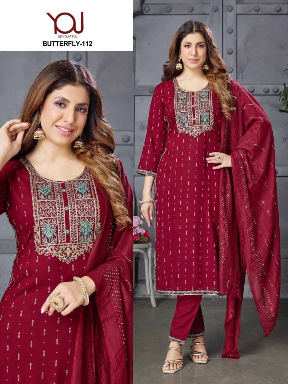 Butterfly By You 107 To 119 Series Beautiful Stylish Festive Suits Fancy Colorful Casual Wear & Ethnic Wear & Ready To Wear Rayon Dresses At Wholesale Price