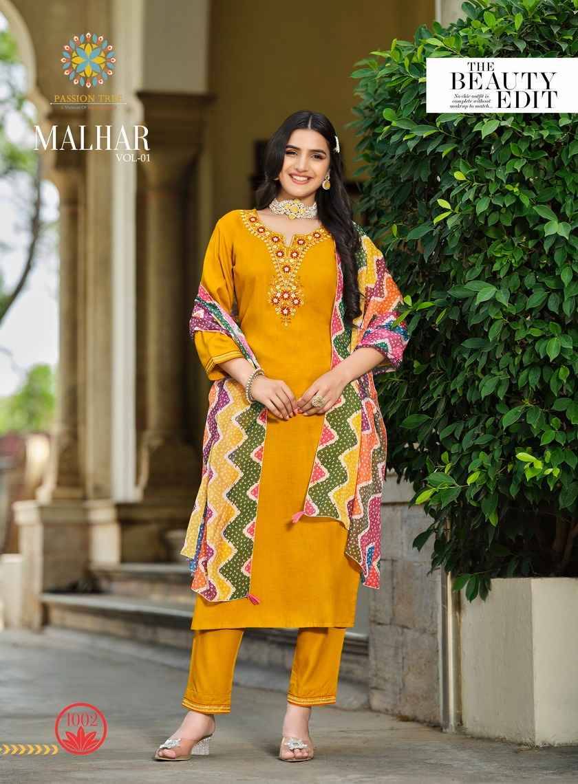 Malhar Vol-1 By Passion Tree 1001 To 1006 Series Beautiful Stylish Festive Suits Fancy Colorful Casual Wear & Ethnic Wear & Ready To Wear Roman Silk Dresses At Wholesale Price