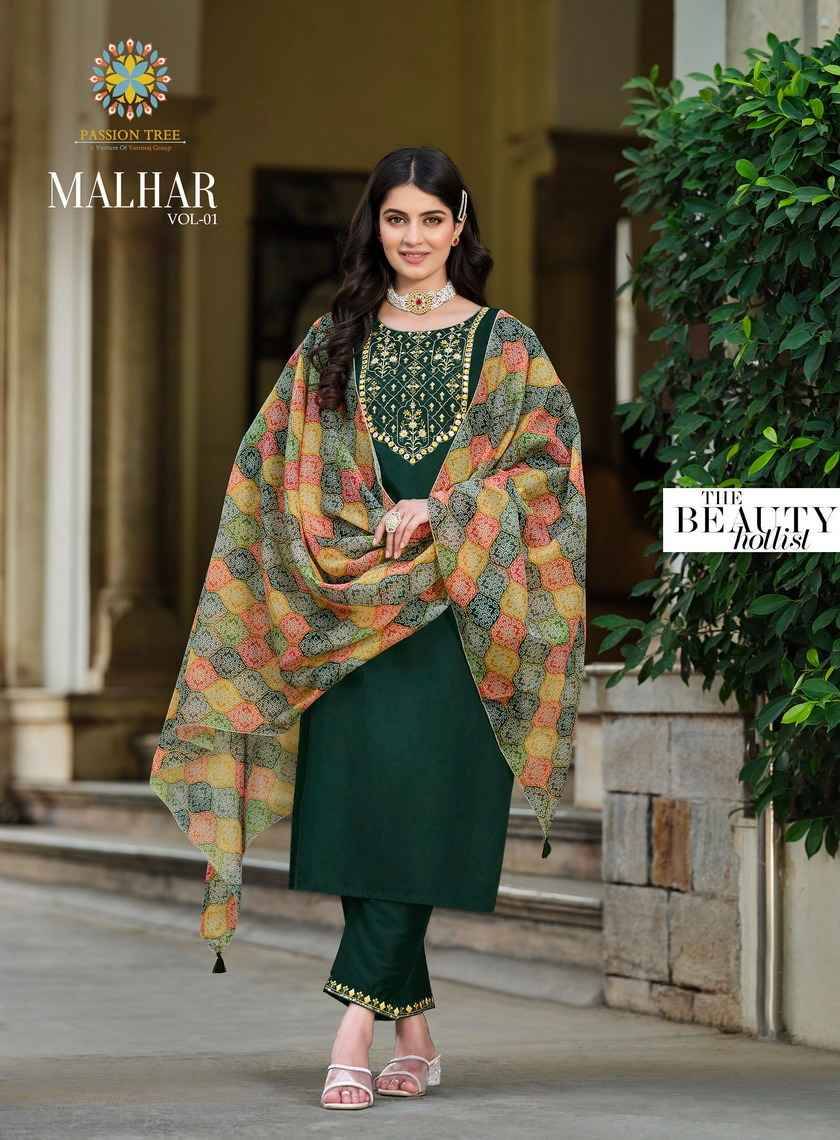 Malhar Vol-1 By Passion Tree 1001 To 1006 Series Beautiful Stylish Festive Suits Fancy Colorful Casual Wear & Ethnic Wear & Ready To Wear Roman Silk Dresses At Wholesale Price