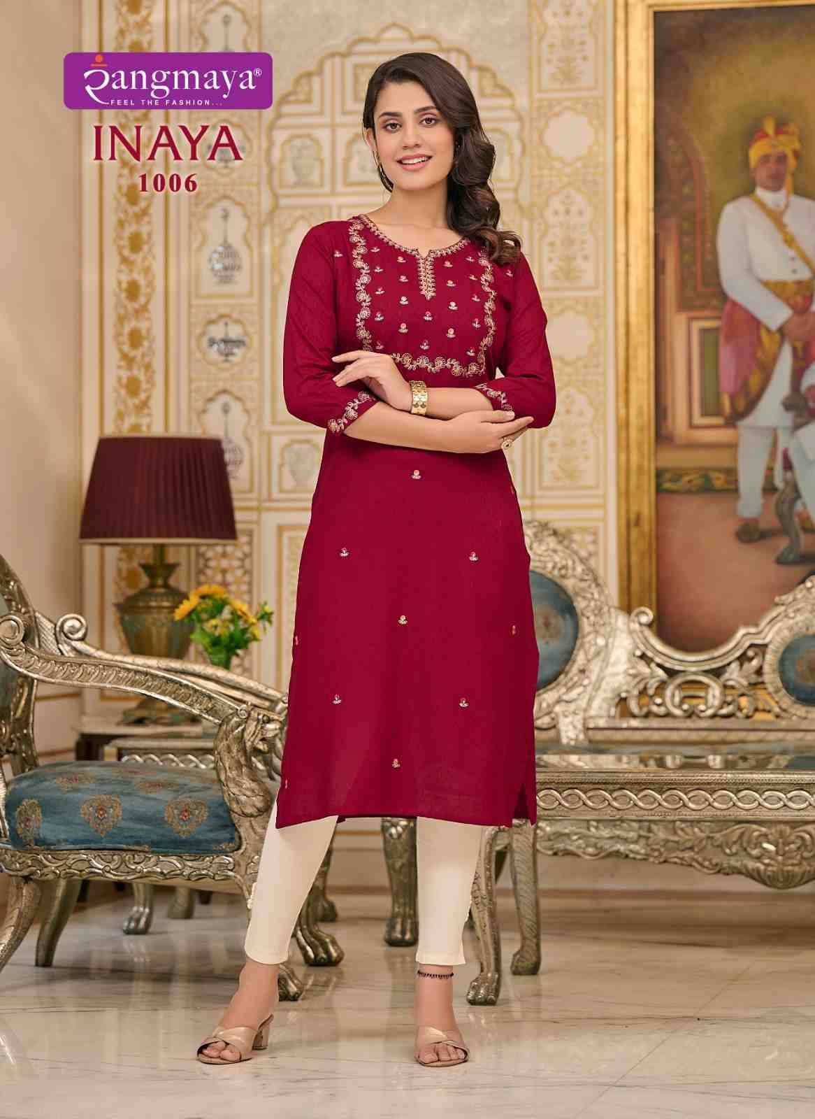 Inaya By Rangmaya 1001 To 1006 Series Designer Stylish Fancy Colorful Beautiful Party Wear & Ethnic Wear Collection Fancy Kurtis At Wholesale Price