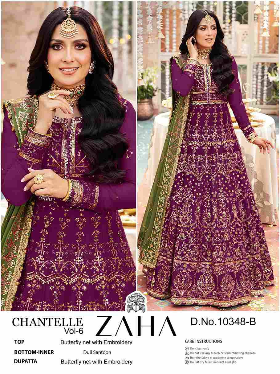 Chantelle Vol-6 By Zaha 10348- A To 10348-B Series Designer Pakistani Suits Beautiful Fancy Stylish Colorful Party Wear & Occasional Wear Net With Embroidery Dresses At Wholesale Price