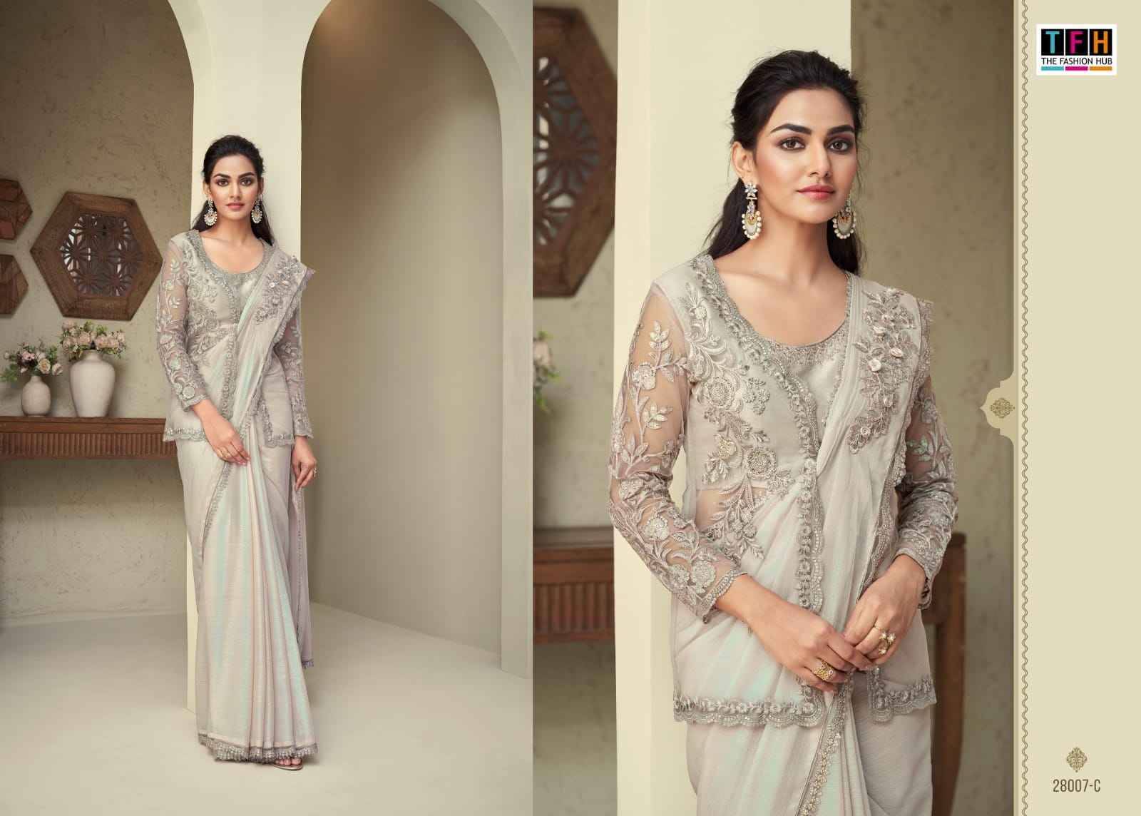 Silver Screen 28007 Colours By TFH 28007-A To 28007-F Series Indian Traditional Wear Collection Beautiful Stylish Fancy Colorful Party Wear & Occasional Wear Georgette Sarees At Wholesale Price