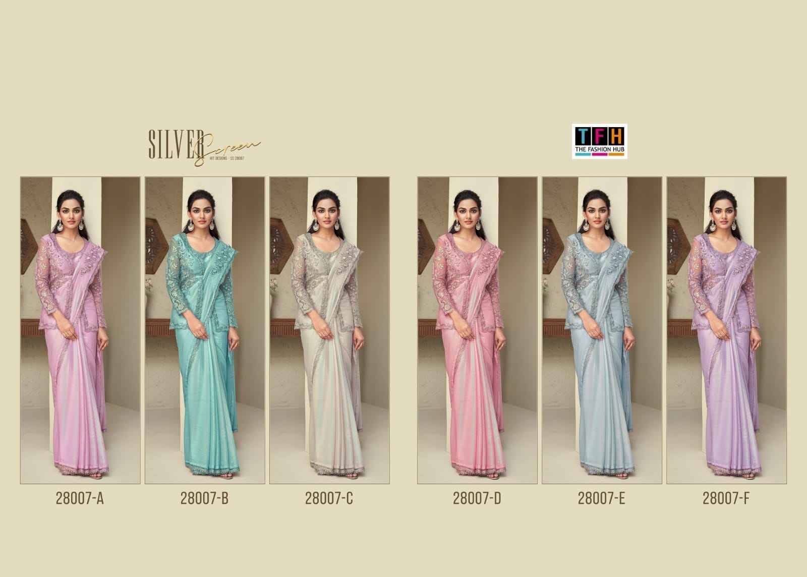 Silver Screen 28007 Colours By TFH 28007-A To 28007-F Series Indian Traditional Wear Collection Beautiful Stylish Fancy Colorful Party Wear & Occasional Wear Georgette Sarees At Wholesale Price