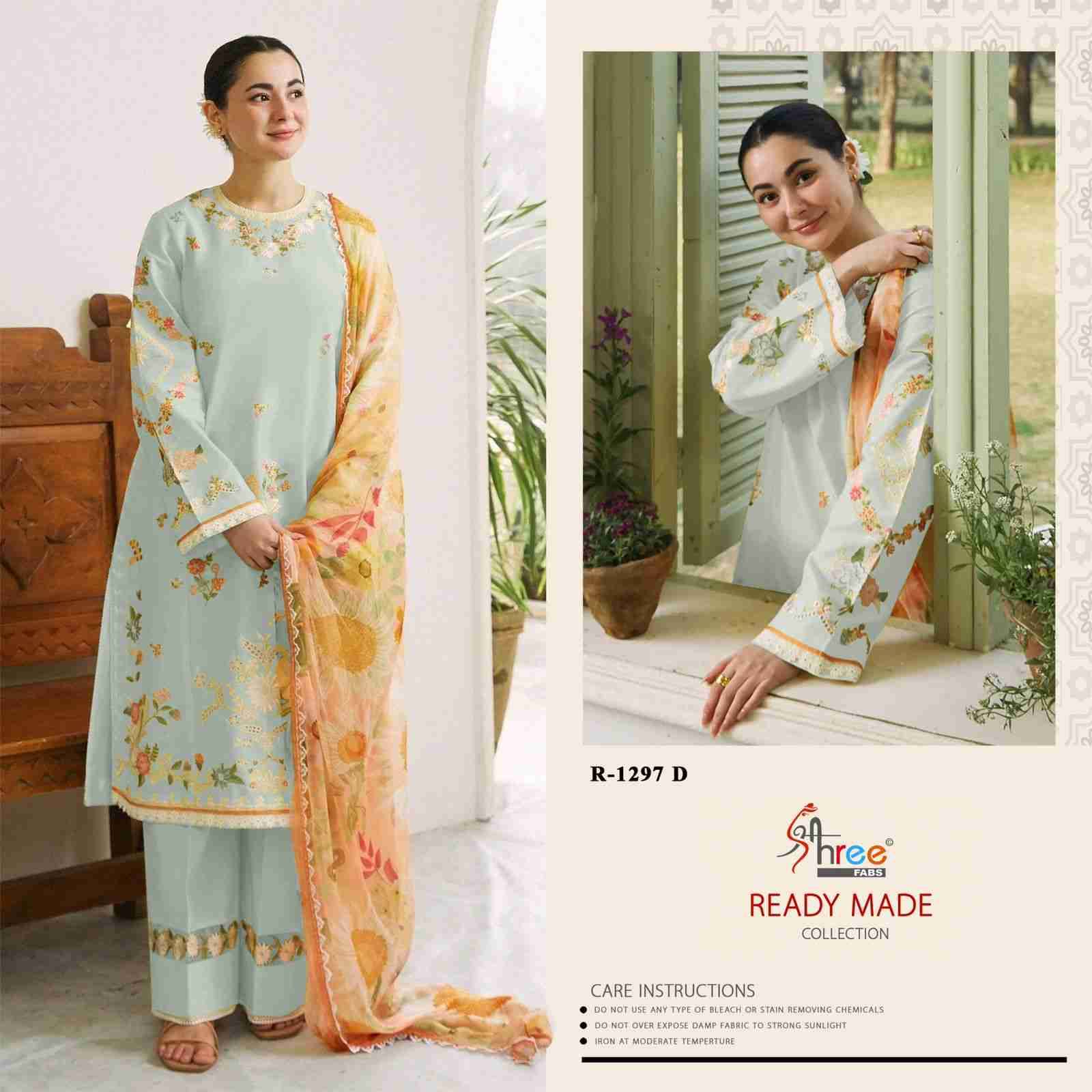 Shree Fabs Hit Design R-1297 Colours By Shree Fabs R-1297-A To R-1297-D Series Beautiful Pakistani Suits Stylish Fancy Colorful Party Wear & Occasional Wear Cambric Cotton Embroidered Dresses At Wholesale Price