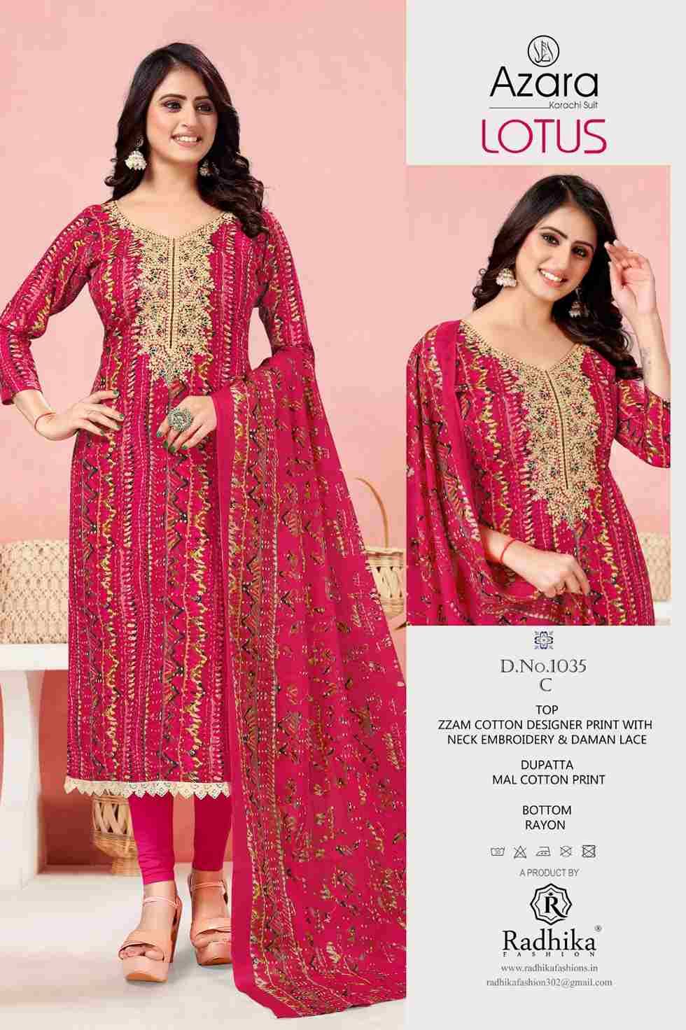 Lotus By Radhika Fashion 1035-A To 1035-D Series Beautiful Festive Suits Stylish Fancy Colorful Casual Wear & Ethnic Wear Jam Cotton Print Dresses At Wholesale Price