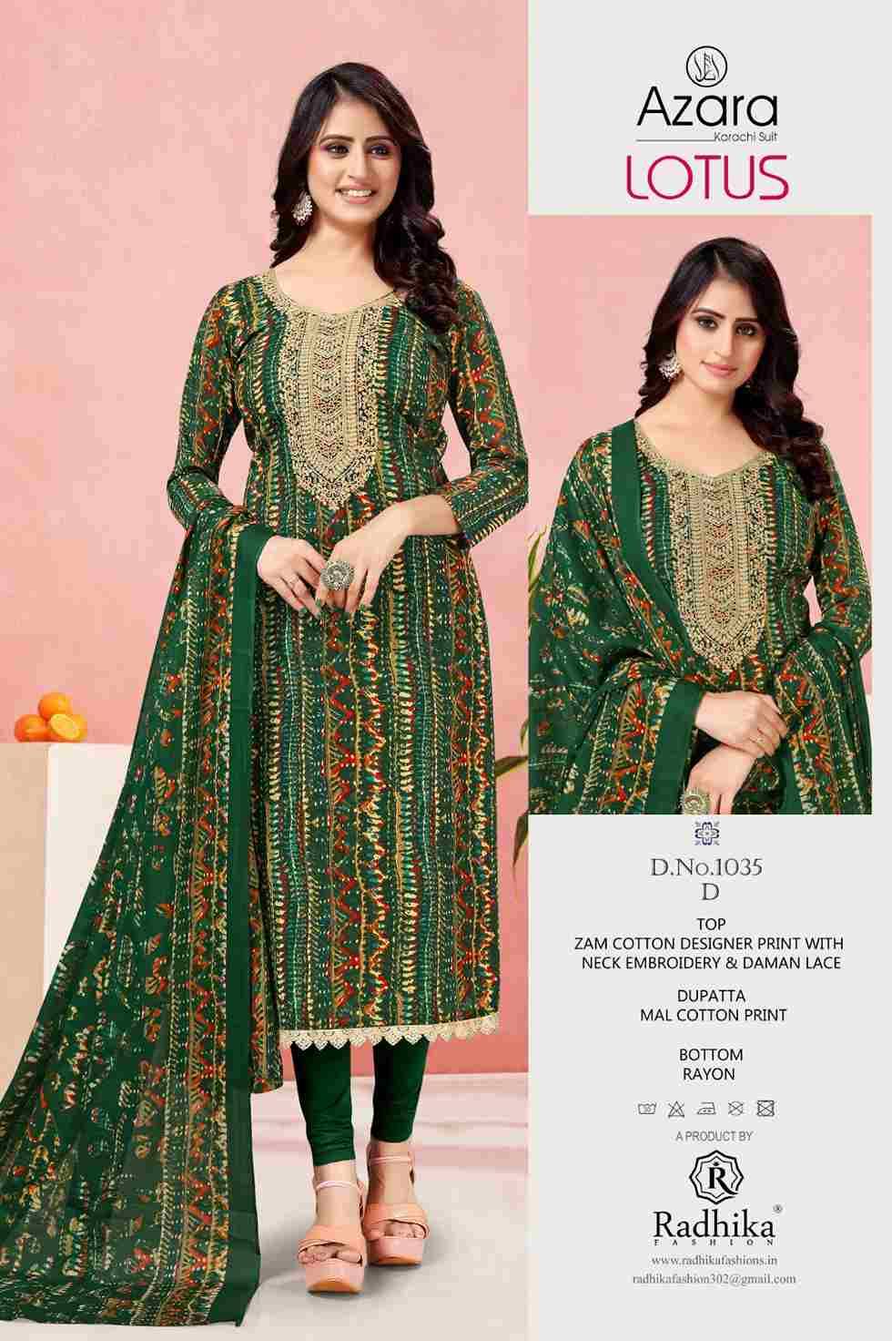 Lotus By Radhika Fashion 1035-A To 1035-D Series Beautiful Festive Suits Stylish Fancy Colorful Casual Wear & Ethnic Wear Jam Cotton Print Dresses At Wholesale Price